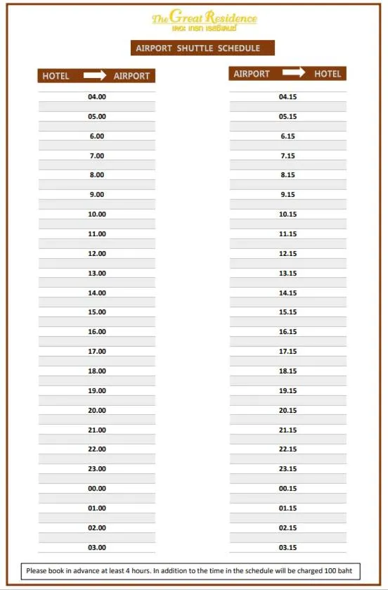 shuttle in The Great Residence Suvarnabhumi Airport