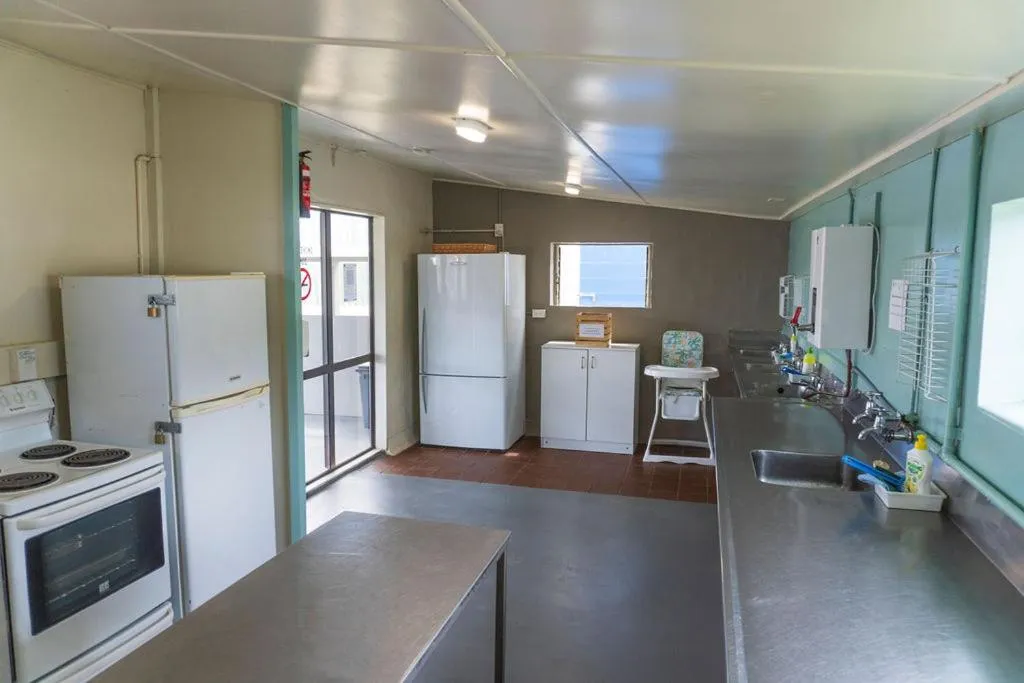 Communal kitchen in Leithfield Beach Holiday Park