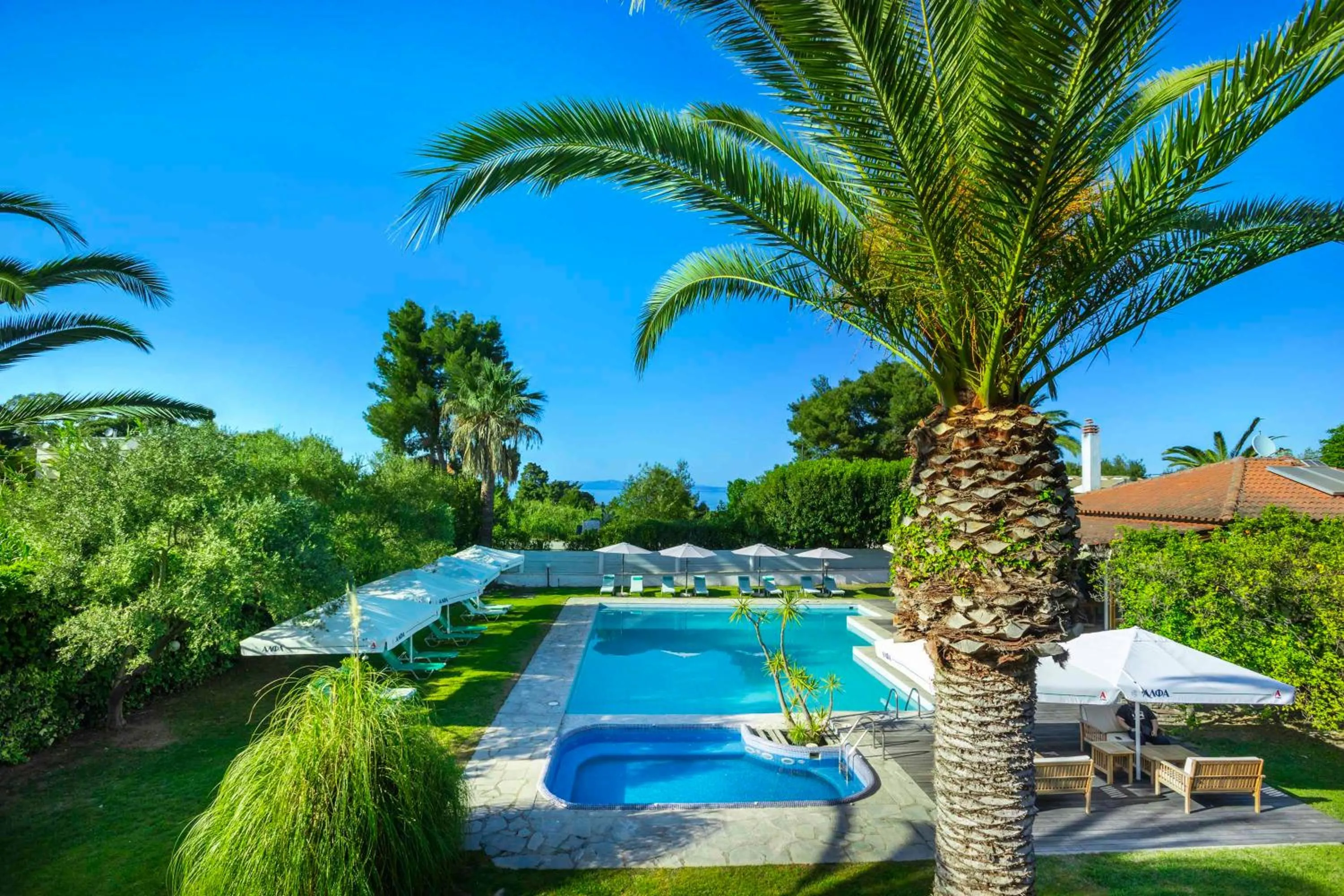 Pool view in Hotel Hanioti Village Spa