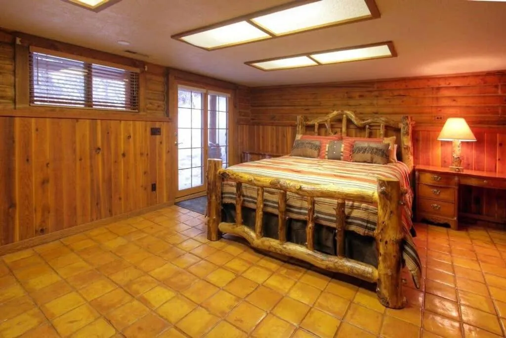 Bedroom, Bed in Log Cabin On The Stream Sundance, Utah