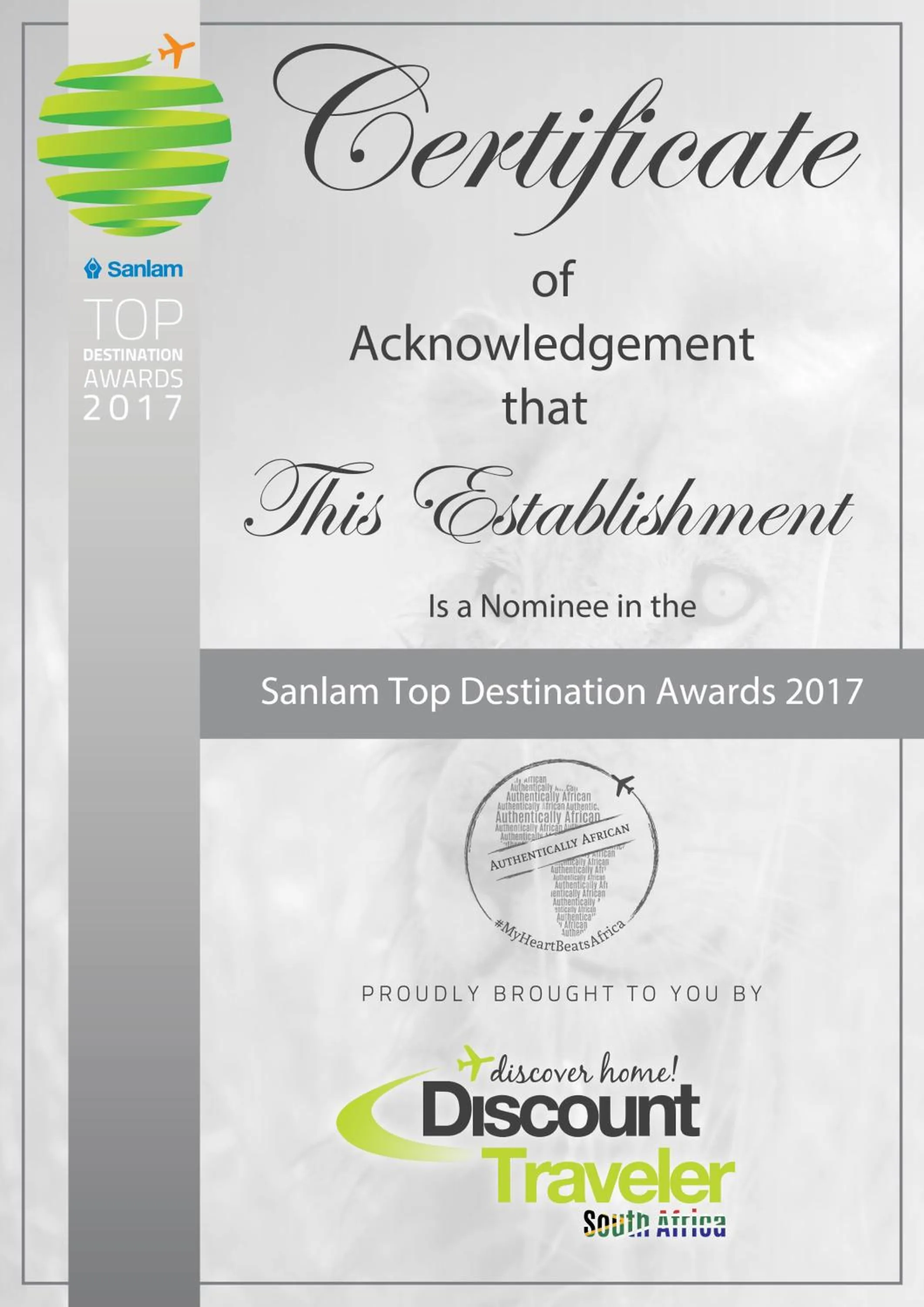 Certificate/Award in Island Way Villa