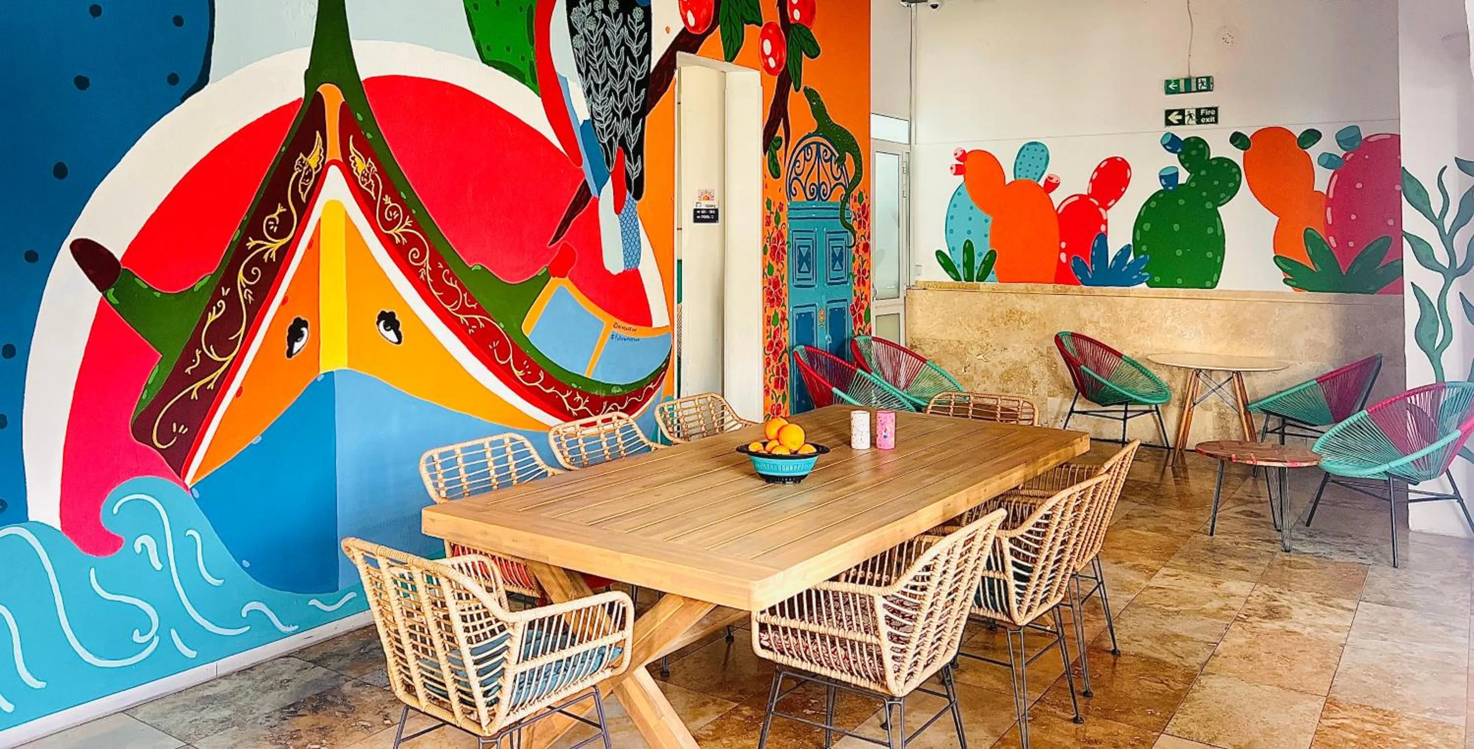 Dining area in Follow the Sun Boutique Hostel - Pool, Breakfast & Sea Views