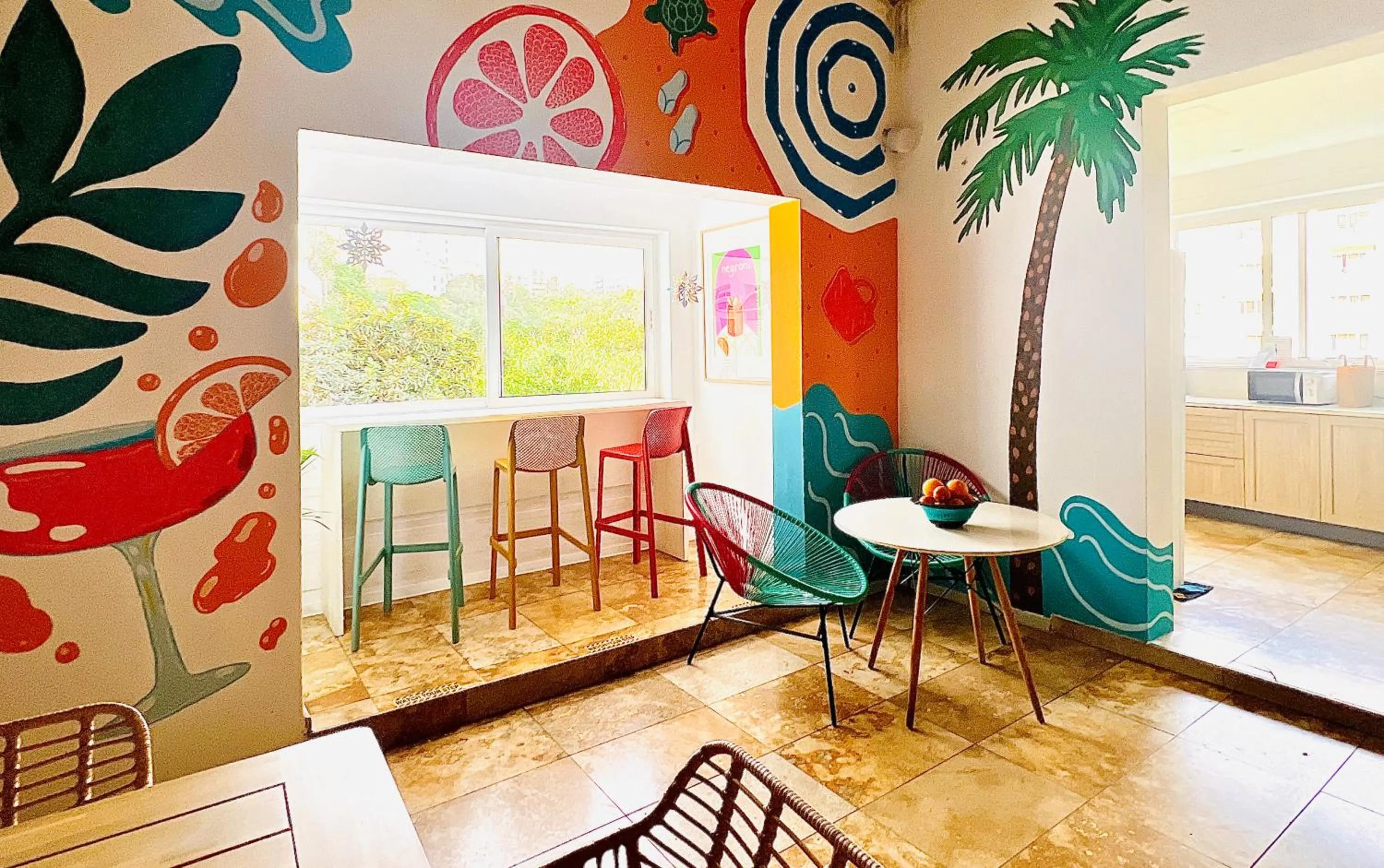 Living room in Follow the Sun Boutique Hostel - Pool, Breakfast & Sea Views