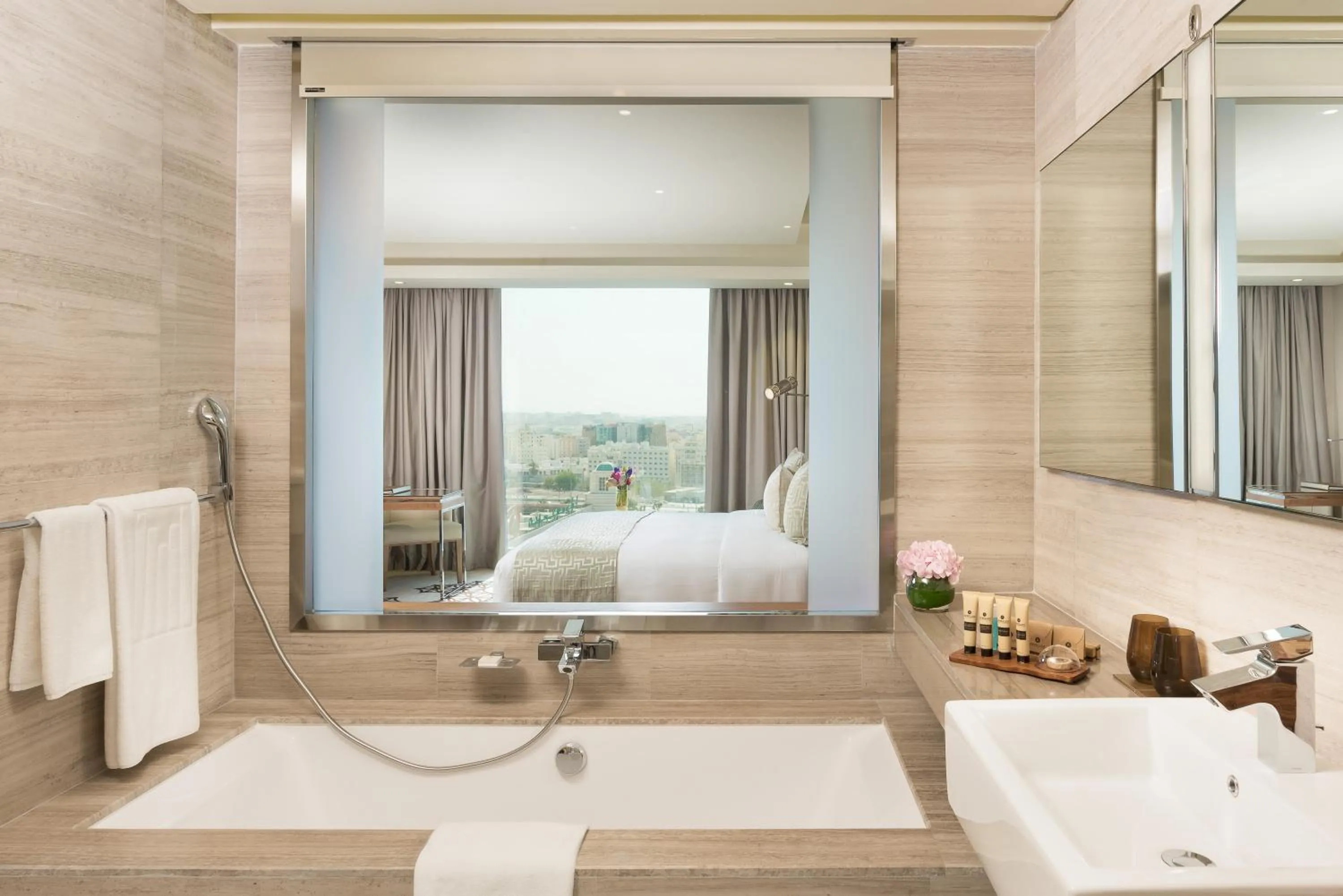 Bathroom, Bed in Grand Millennium Muscat