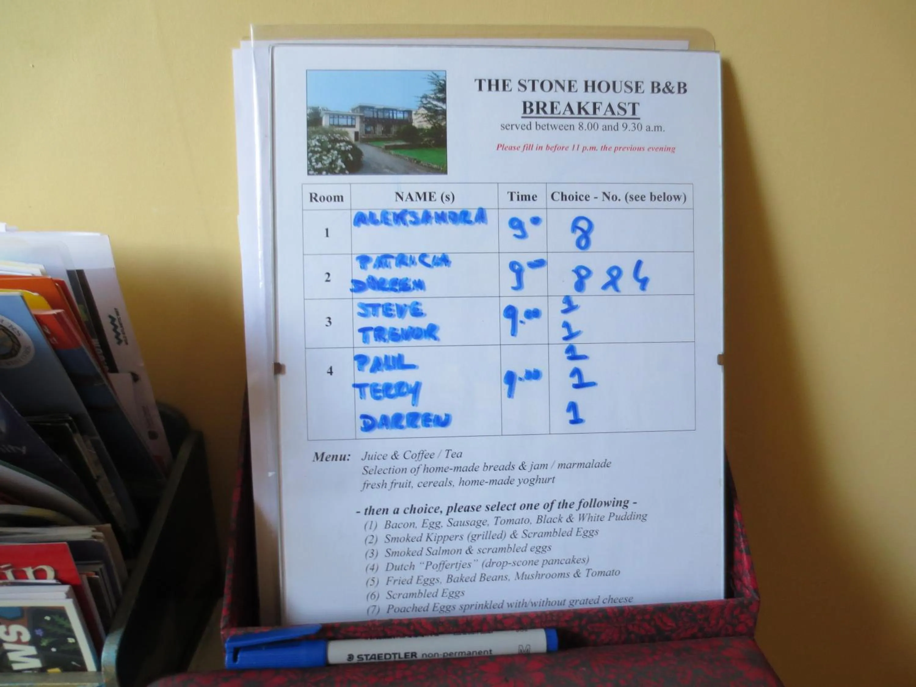 Food and drinks in The Stone House B&B