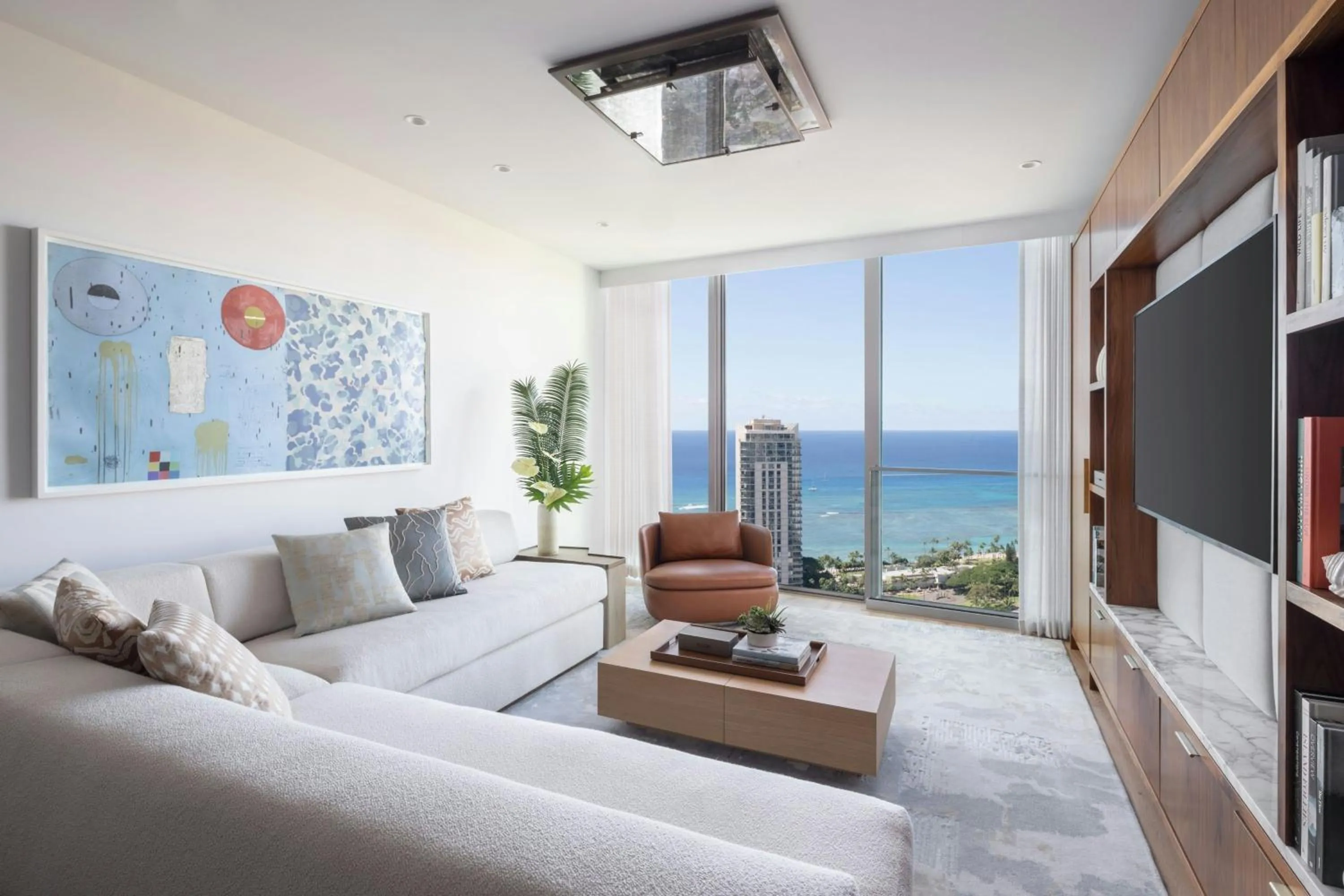Living room in The Ritz-Carlton Residences, Waikiki Beach Hotel