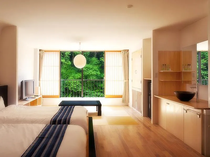 Photo of the whole room, Bed in Shosuke-no-Yado Takinoyu