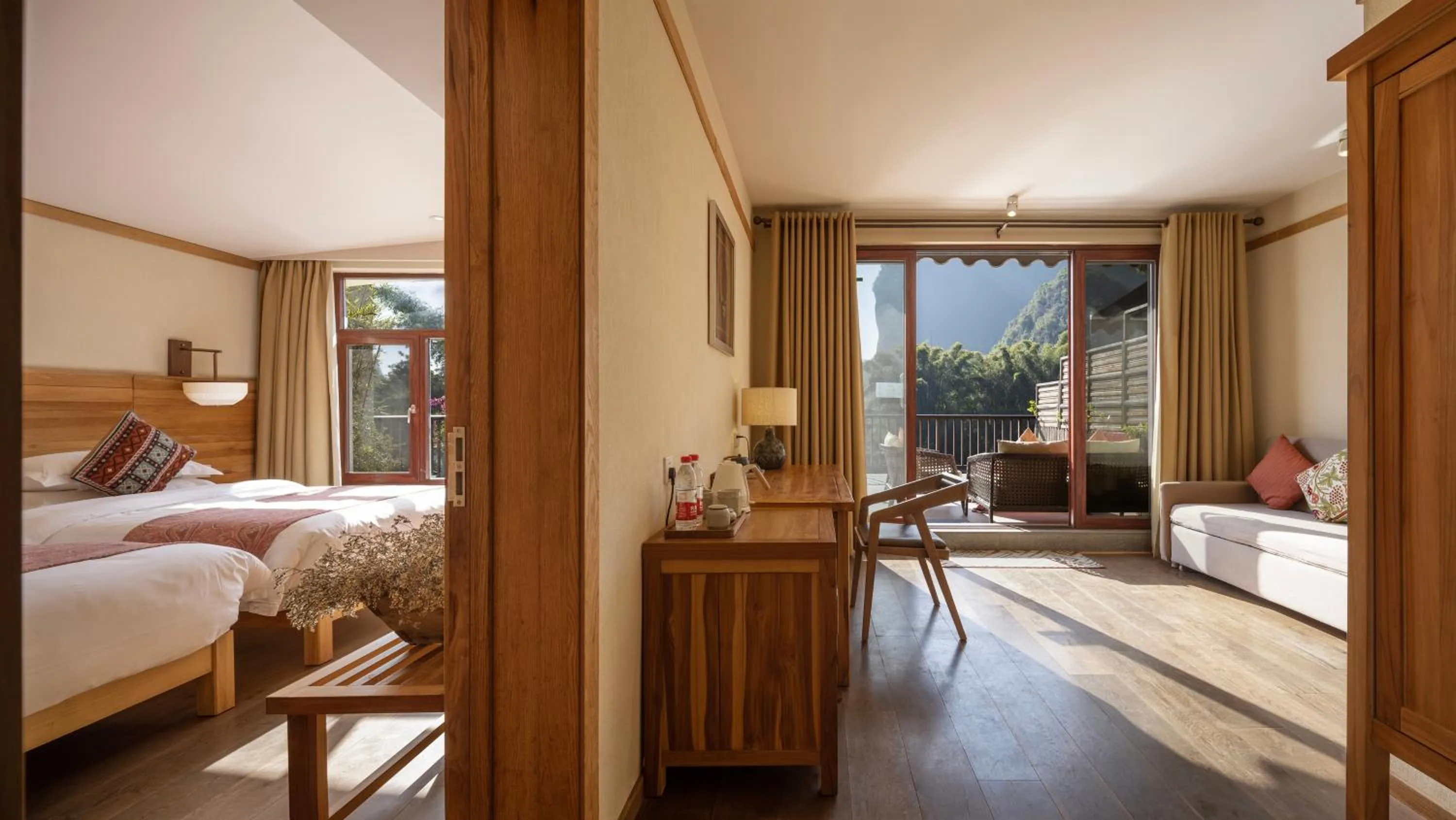 View (from property/room), Bed in Yangshuo The Apsara Lodge