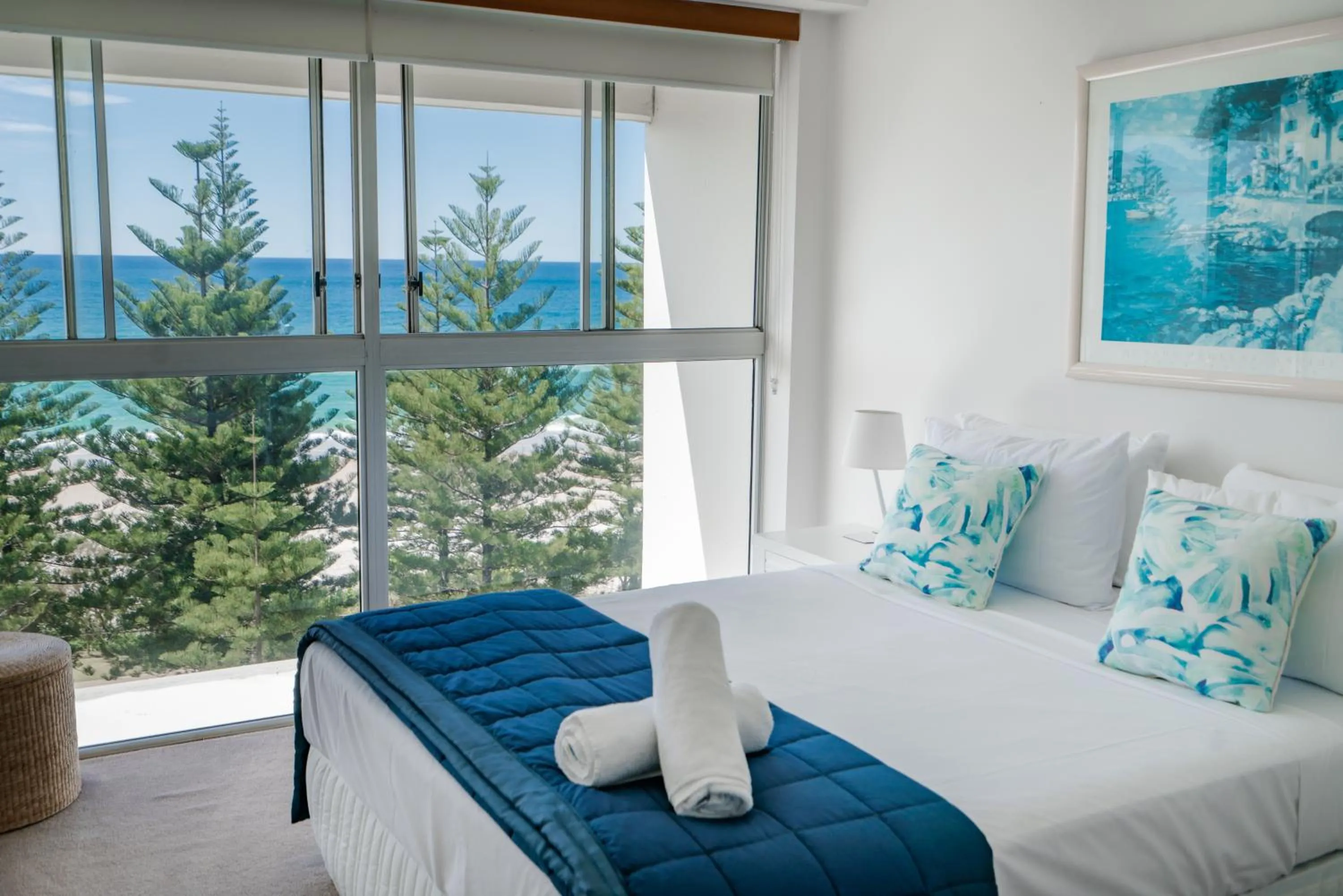 Bed in Cashelmara Beachfront Apartments