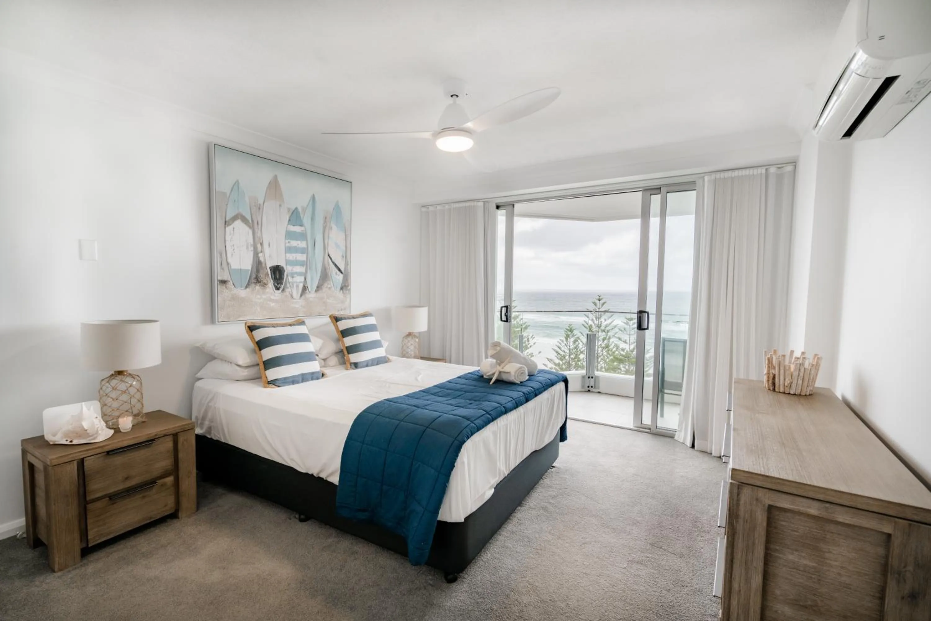 Bed in Cashelmara Beachfront Apartments