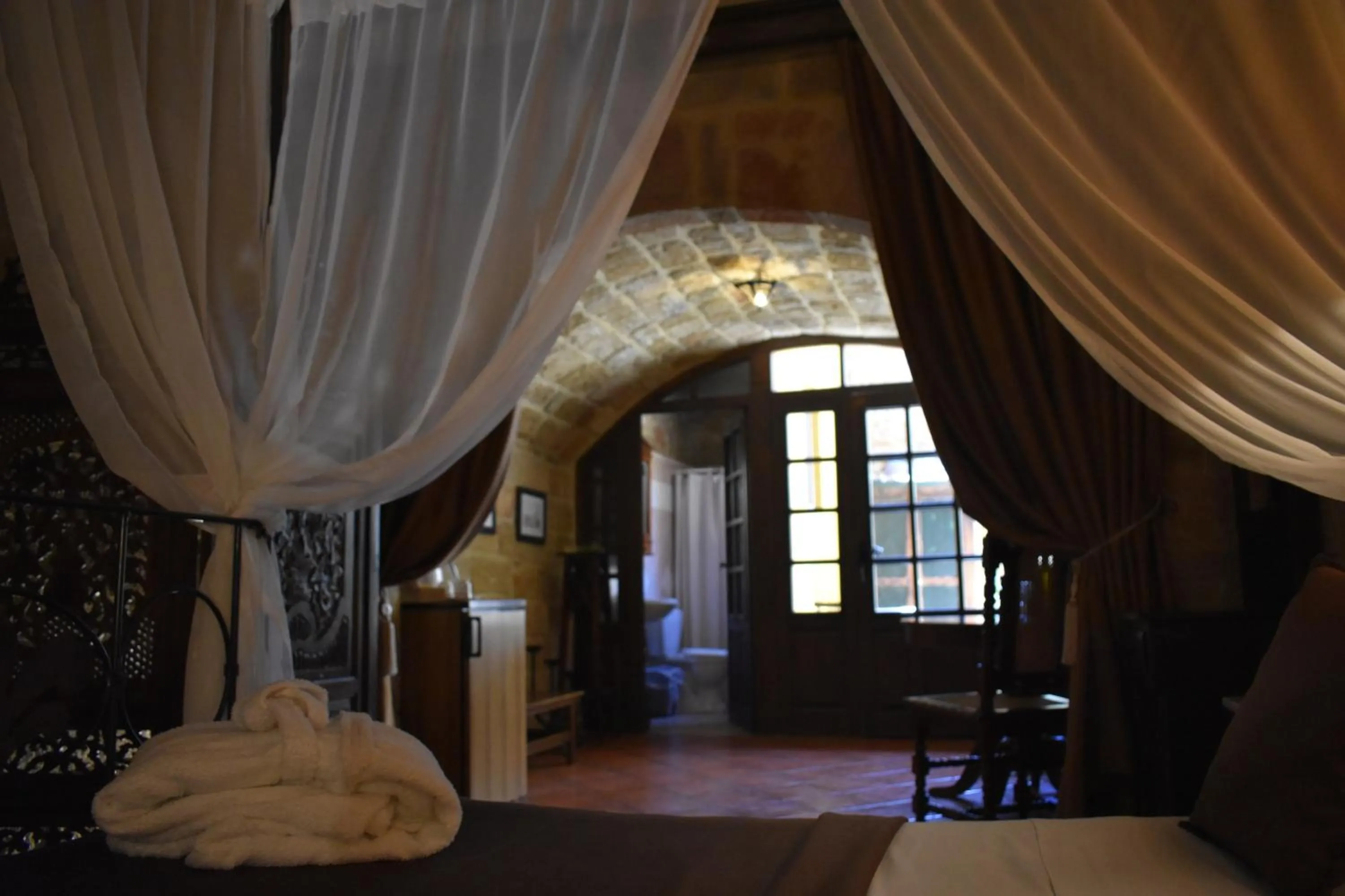 Decorative detail, Bed in S.Nikolis' Historic Boutique Hotel