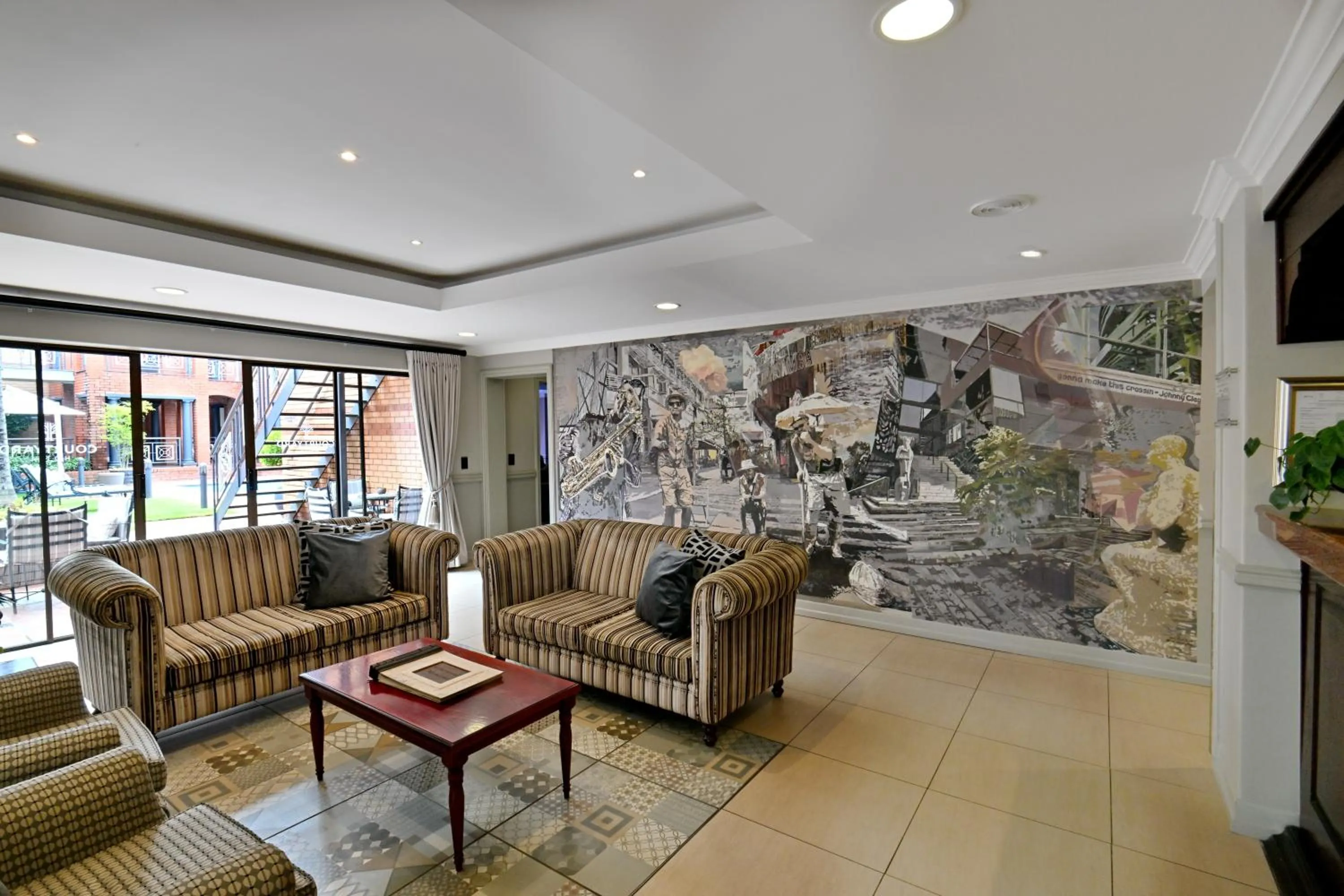 Seating area in Courtyard Hotel Rosebank