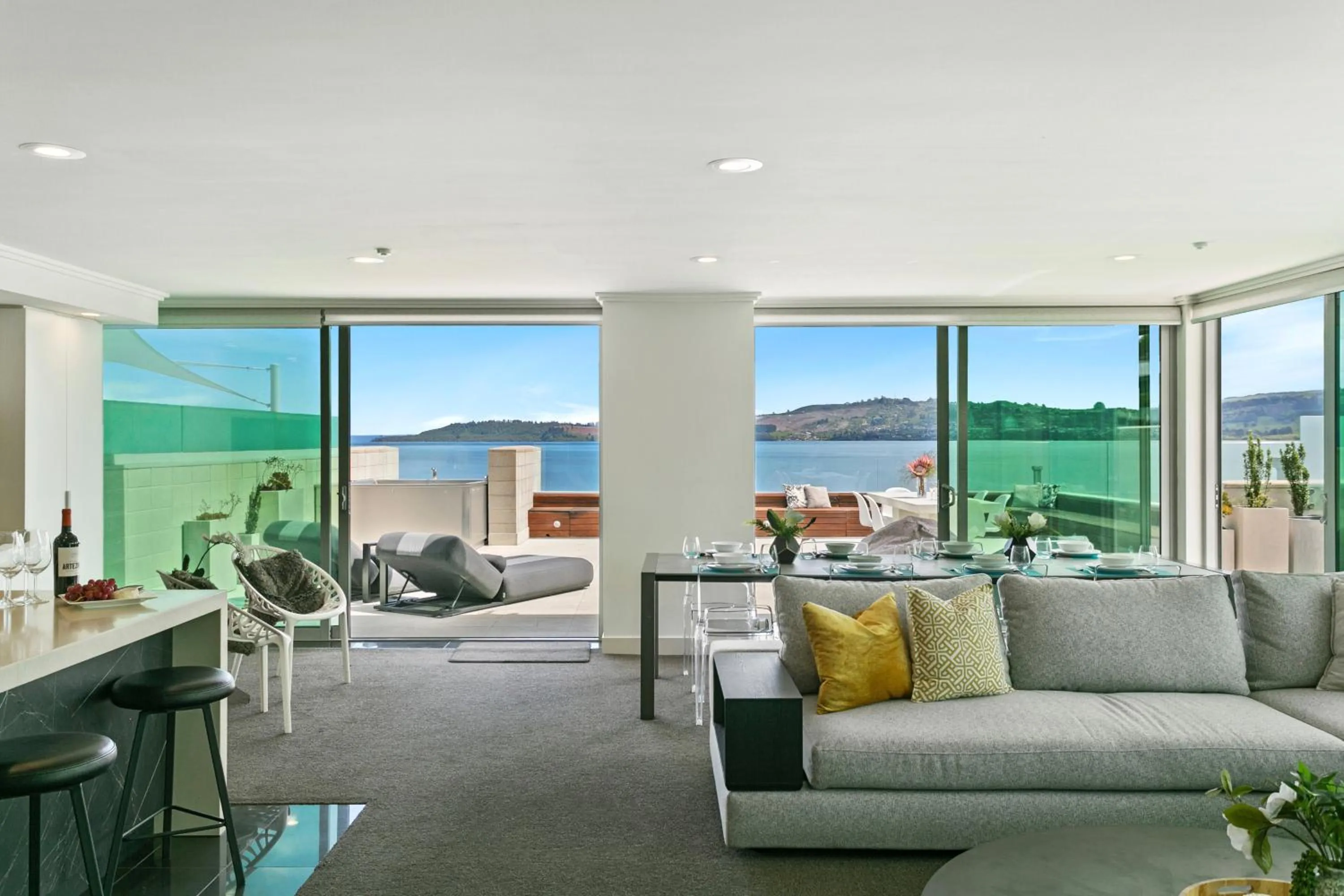 Living room in Sacred Waters Taupo