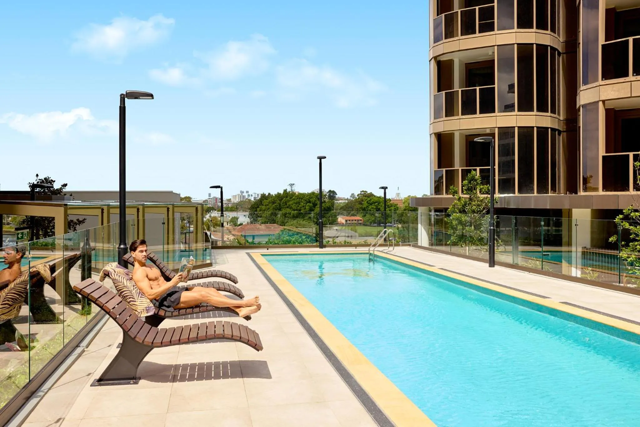Swimming pool in Meriton Suites George Street, Parramatta
