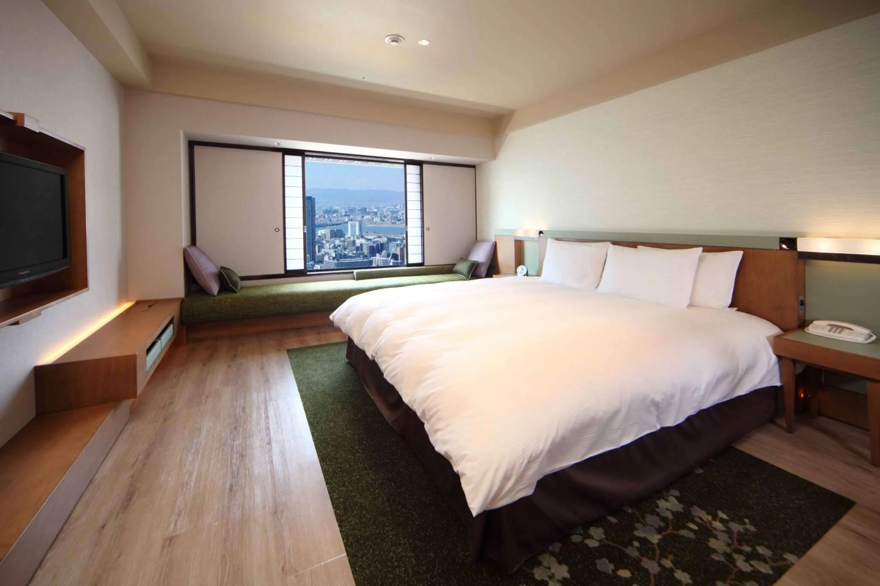 Bed in Hilton Osaka Hotel