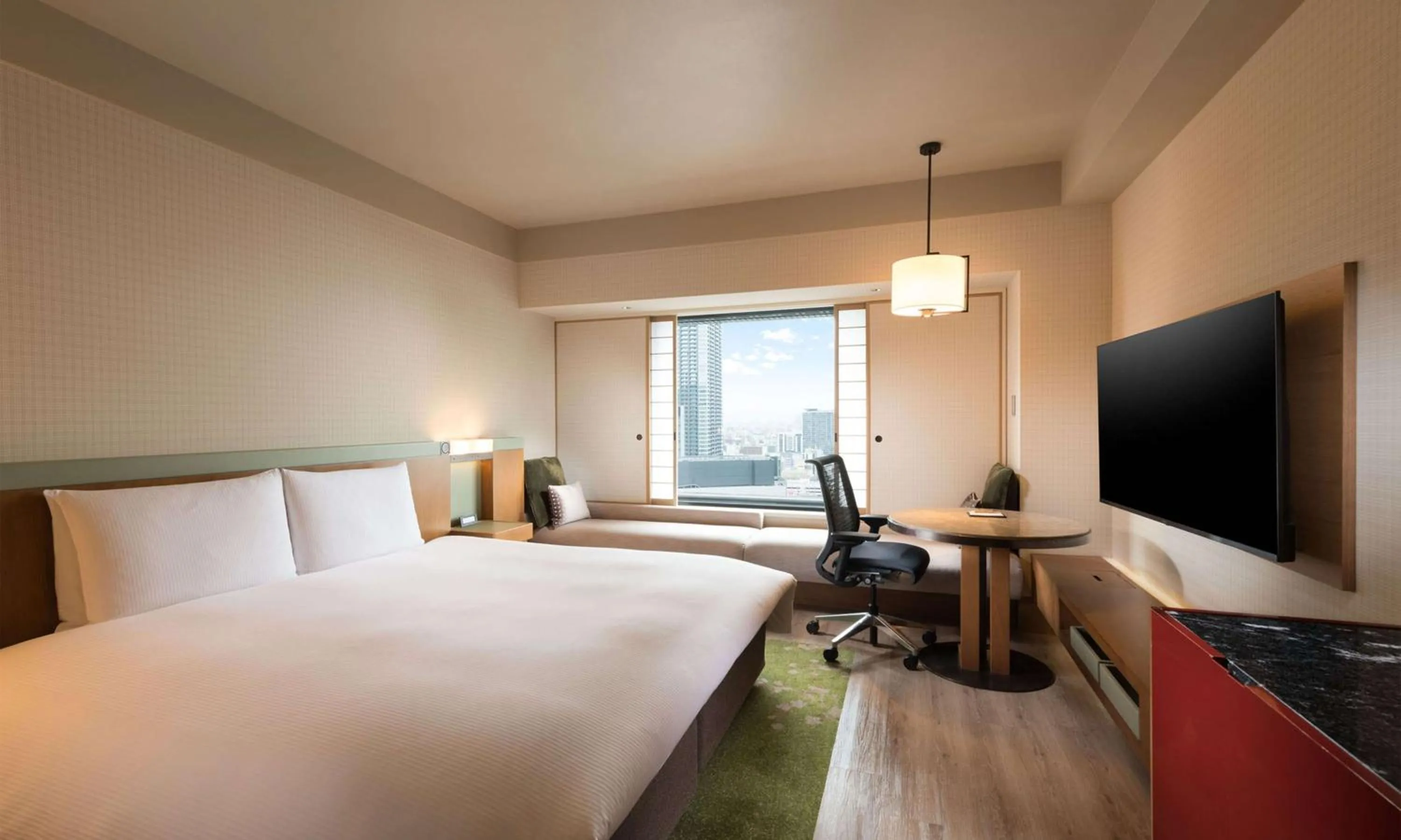 Bed in Hilton Osaka Hotel