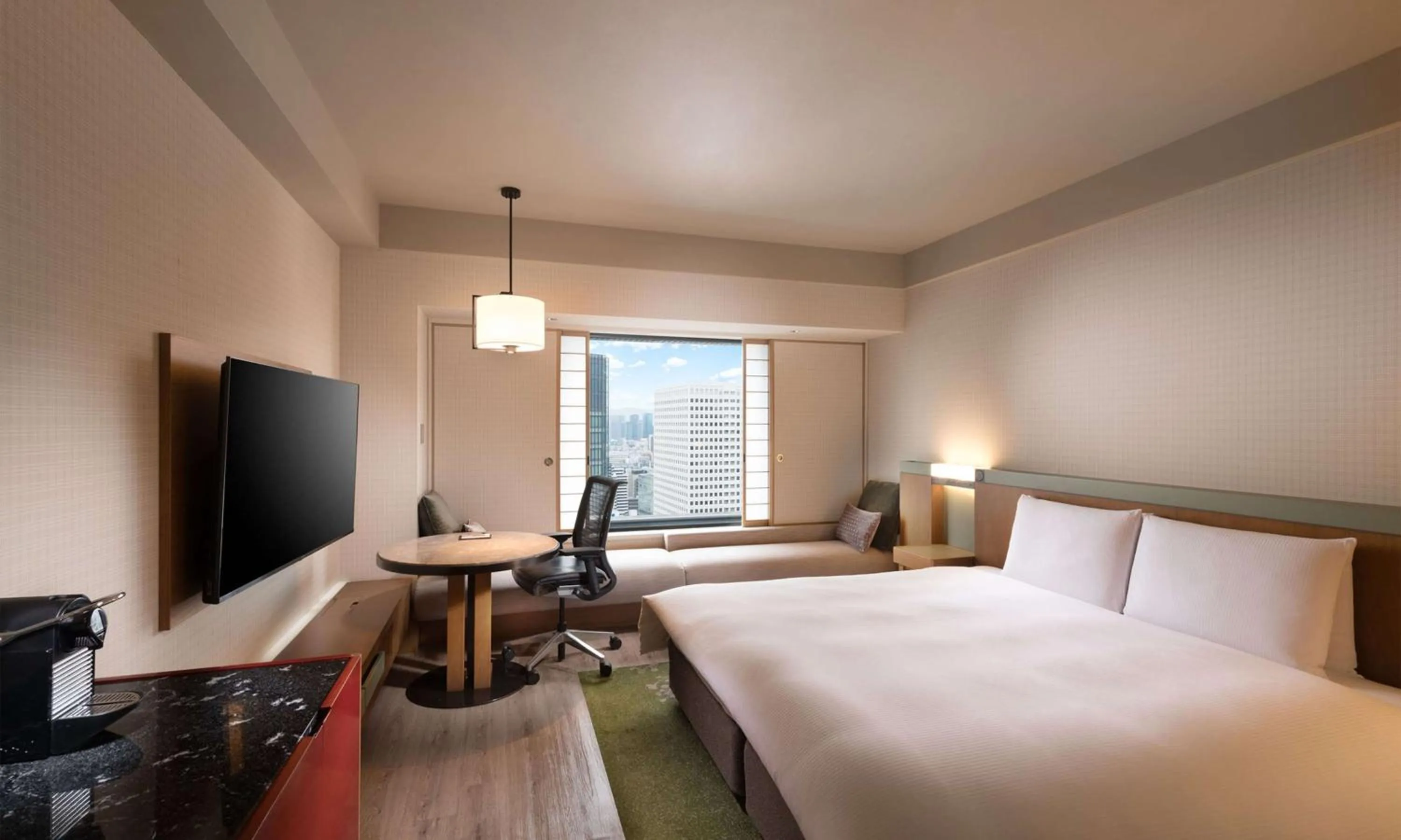 Bed in Hilton Osaka Hotel