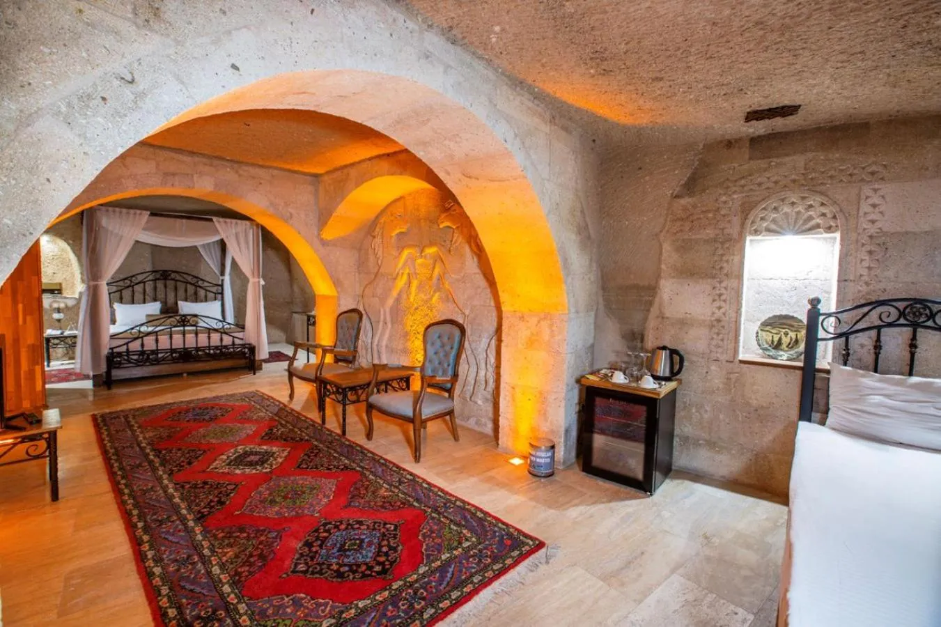 Bed in Caldera Cave Hotel