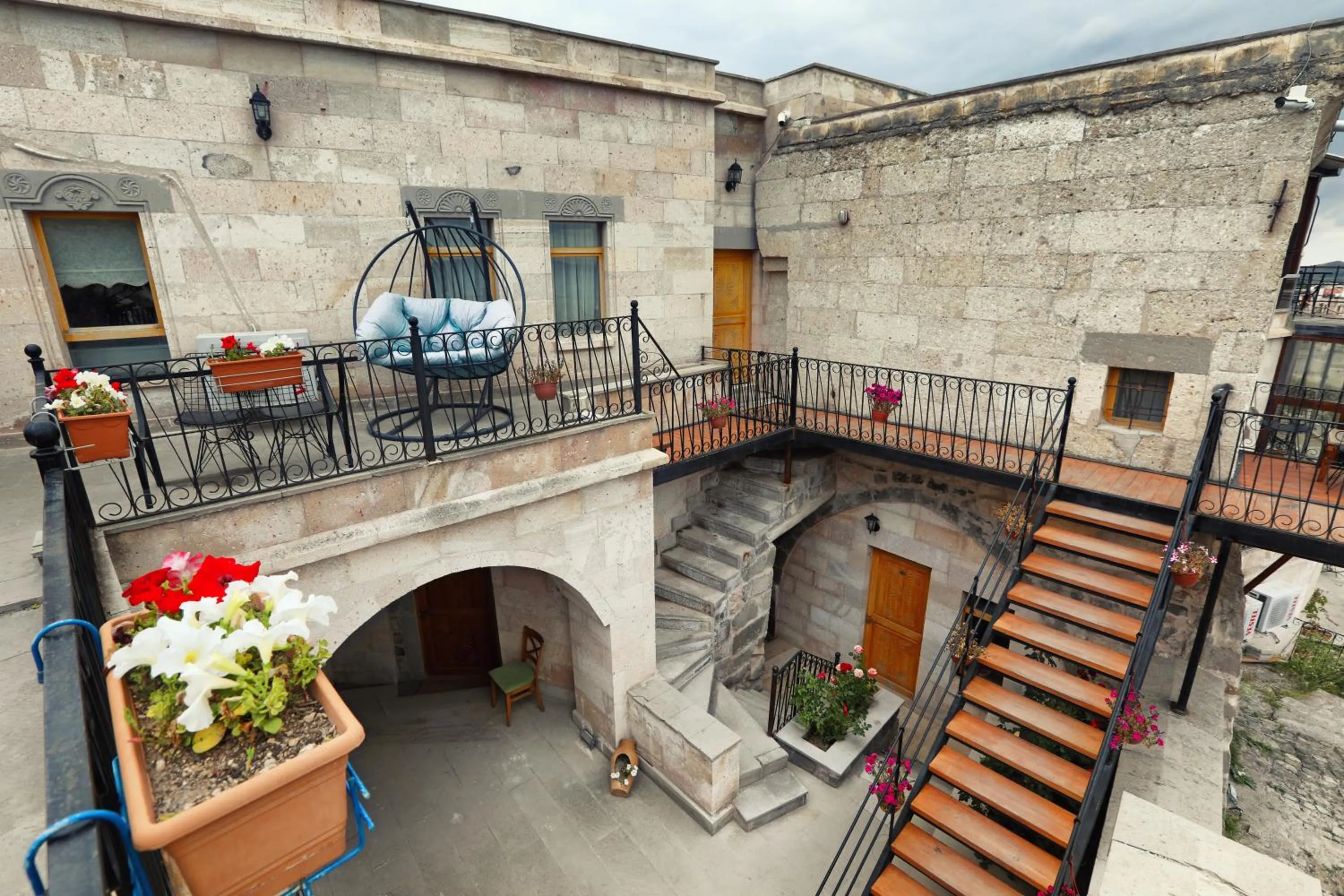 Inner courtyard view in Caldera Cave Hotel
