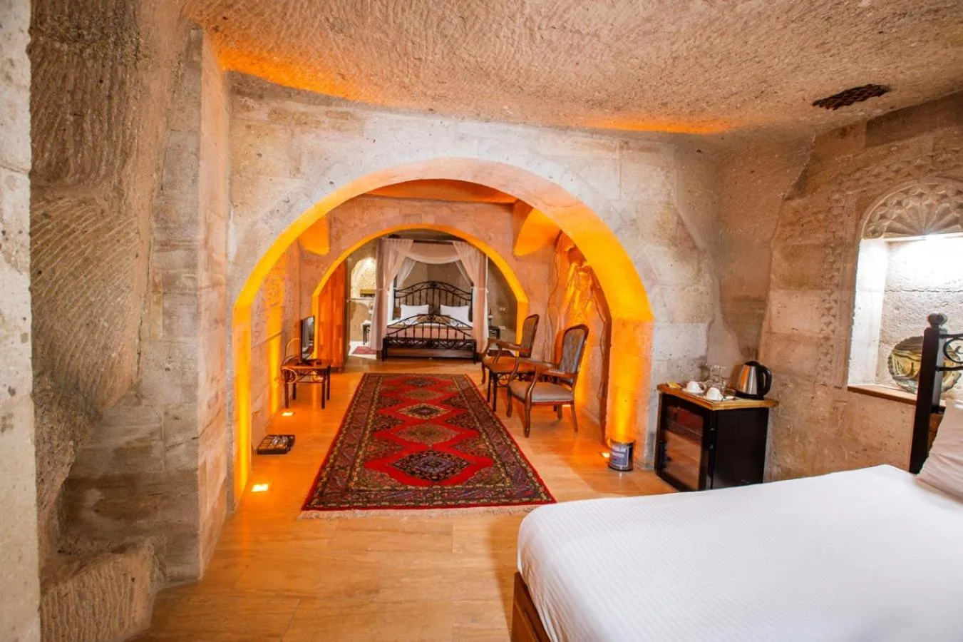 Bed in Caldera Cave Hotel