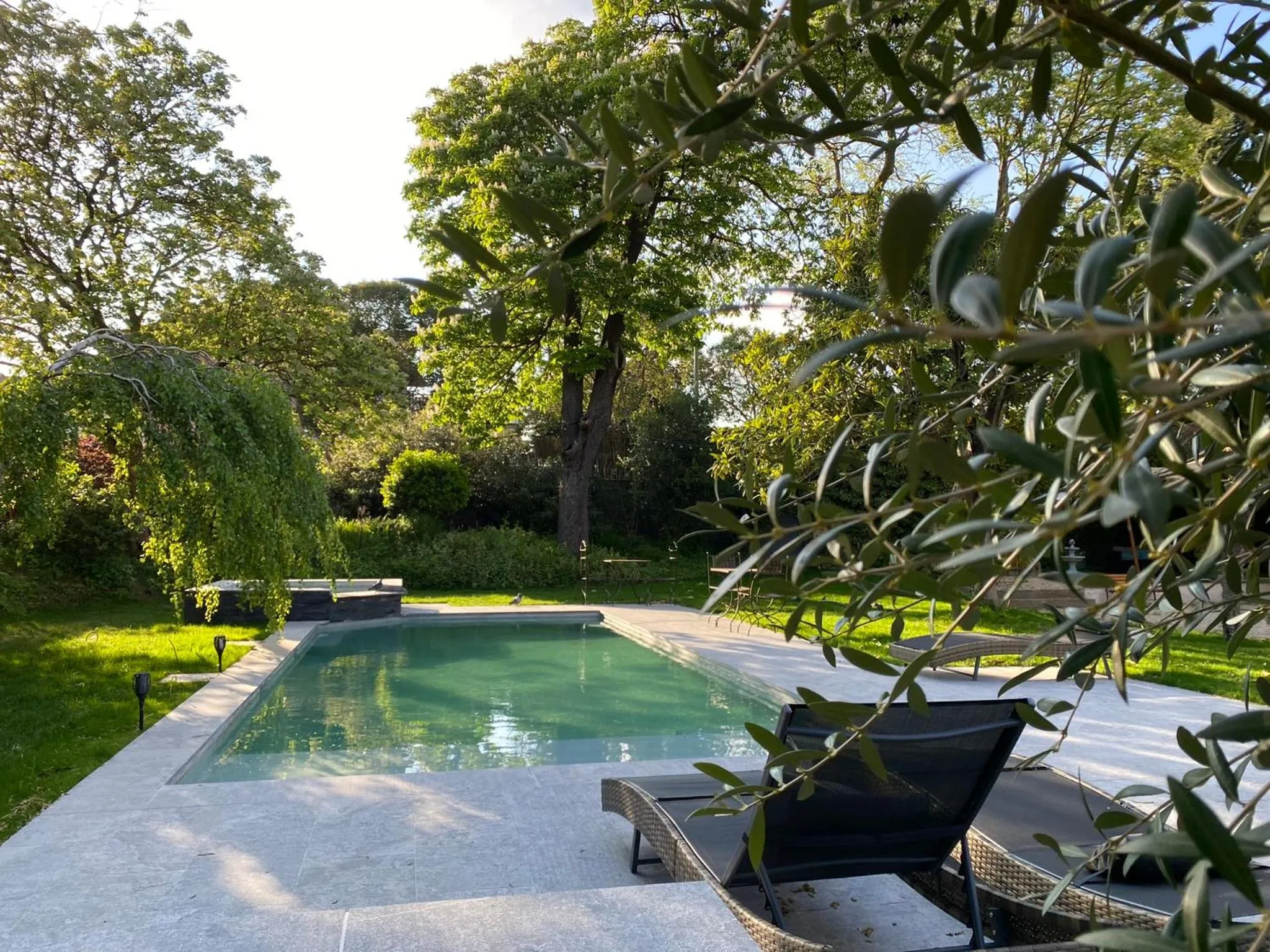 Patio in Demeure Saint Louis Historic manor, City 700m, free parking,A C,Clim,WIFI, city view, Garden