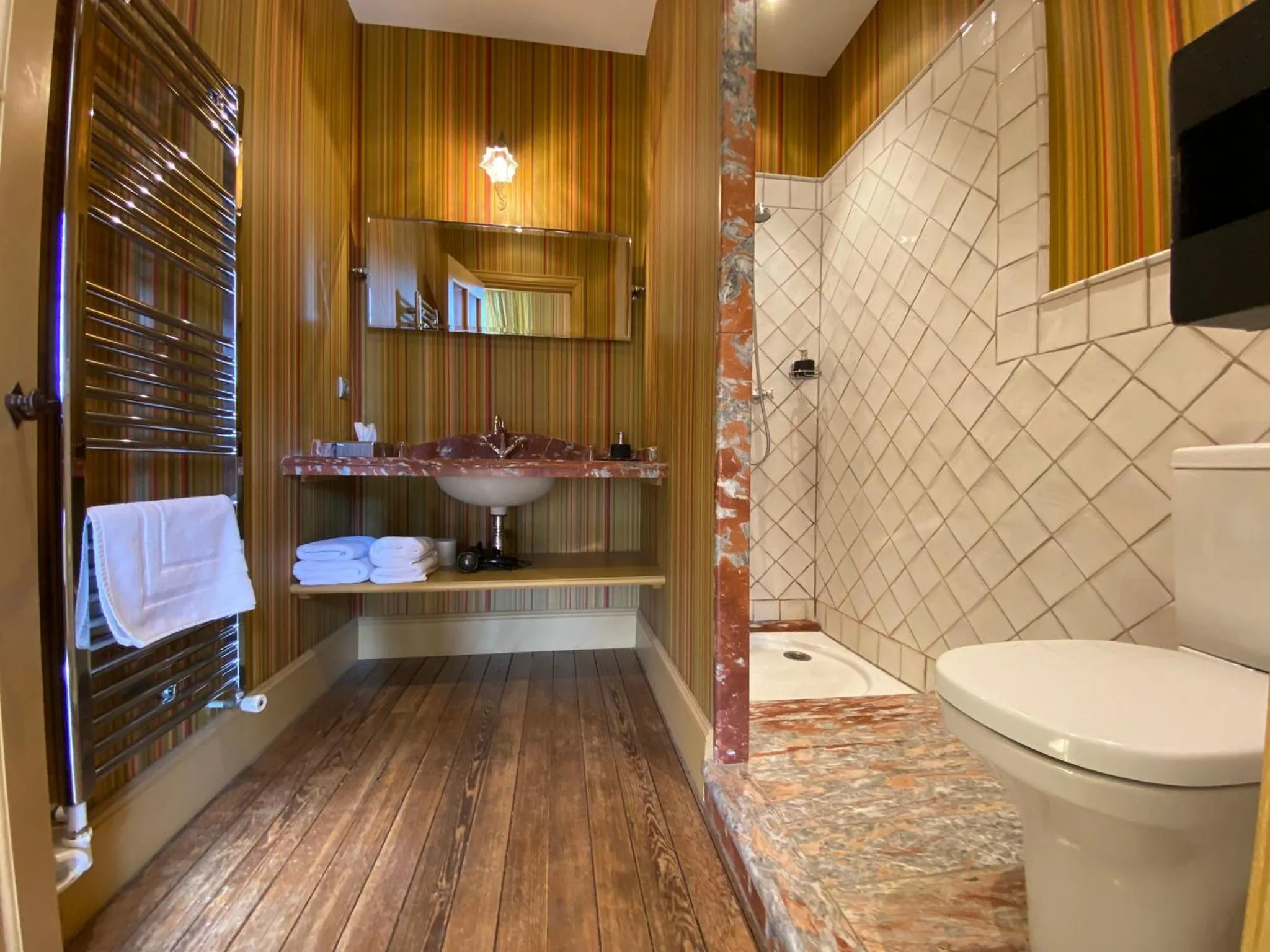 Shower in Demeure Saint Louis Historic manor, City 700m, free parking,A C,Clim,WIFI, city view, Garden