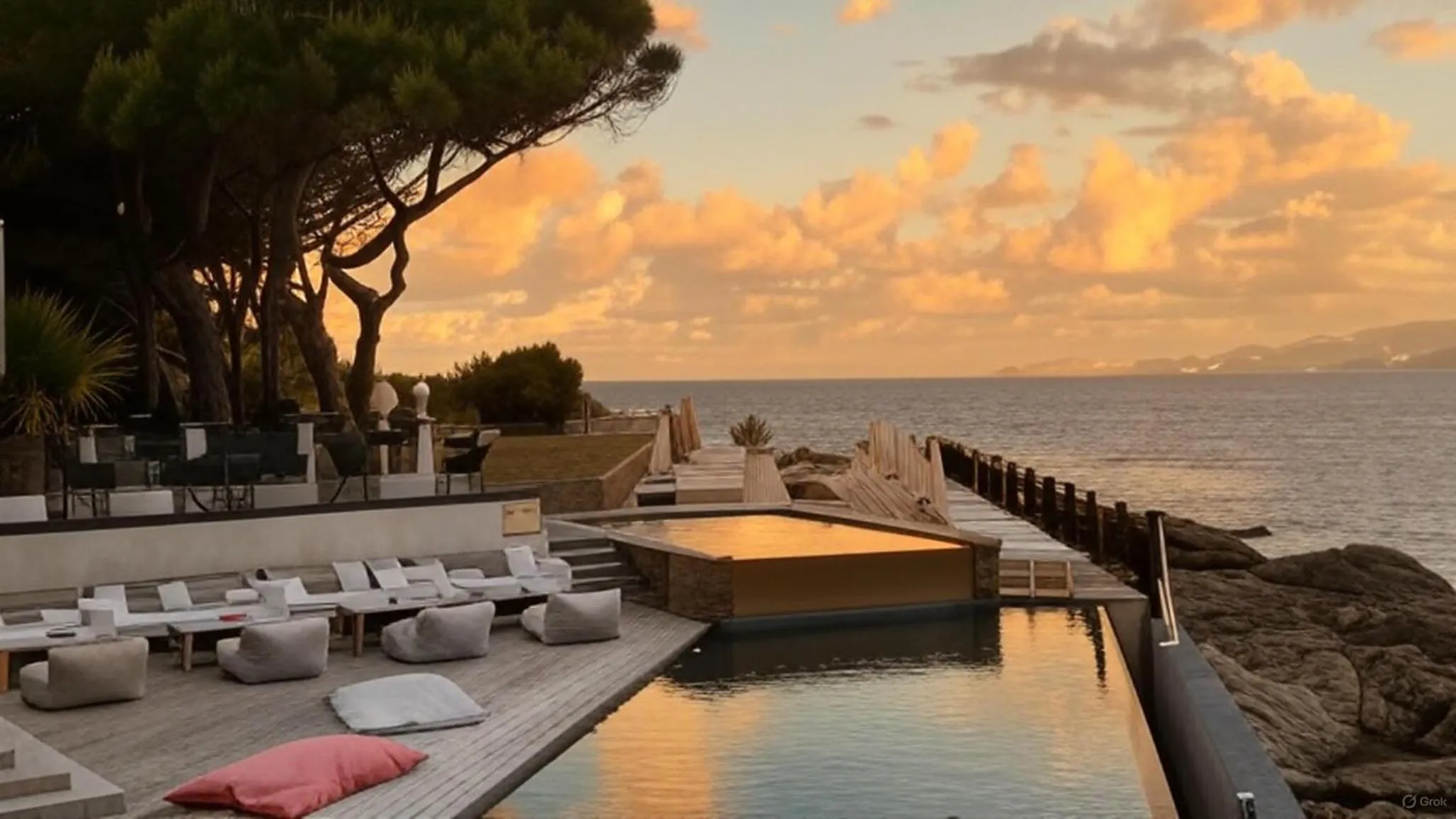 Pool view in Hôtel Castel d'Orcino