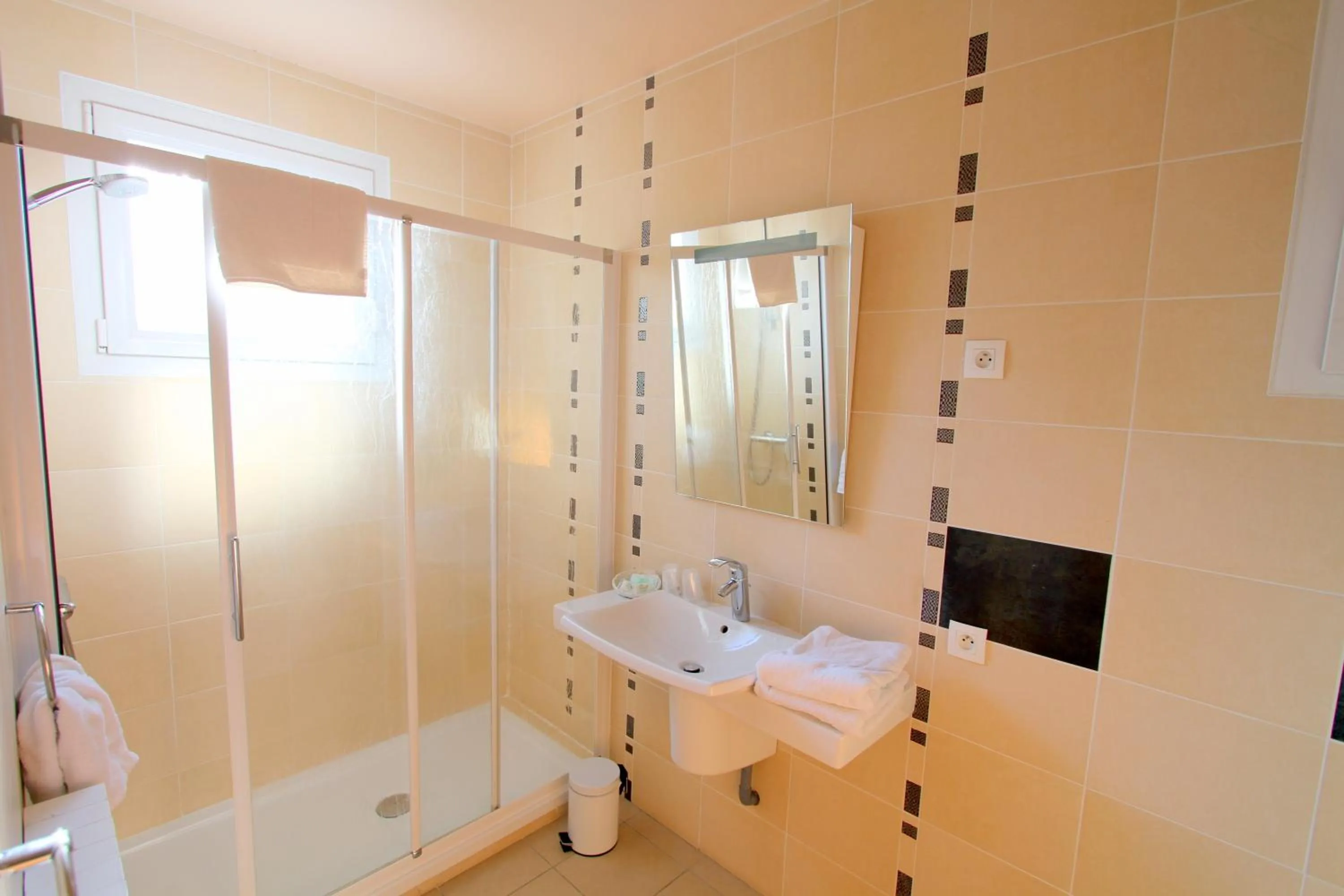 Shower in Logis Hotel Restaurant Le Grand Turc