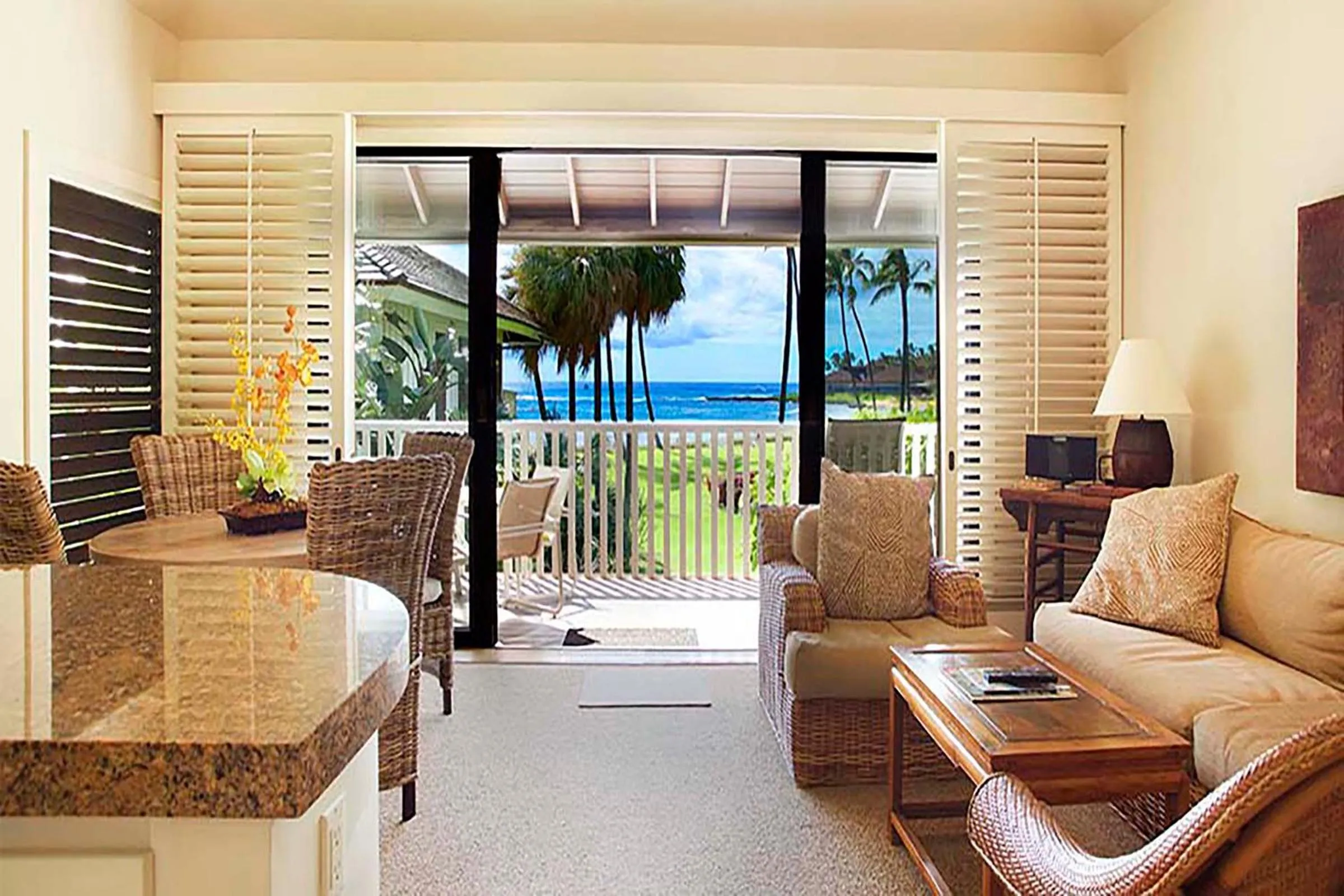 Living room in Kiahuna Plantation and Beach Bungalows by Castle