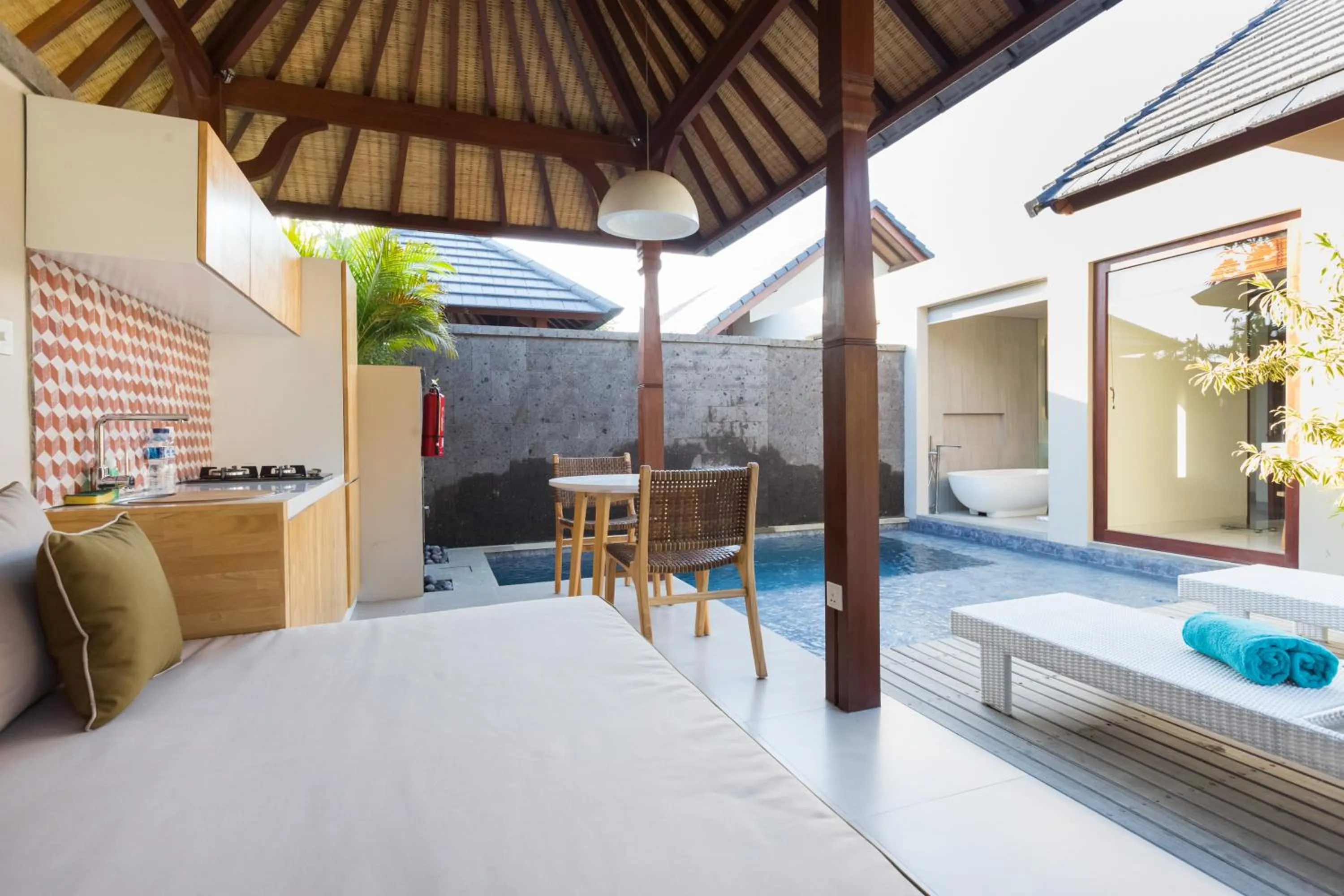 Garden, Bed in Theanna Villa and Spa Canggu