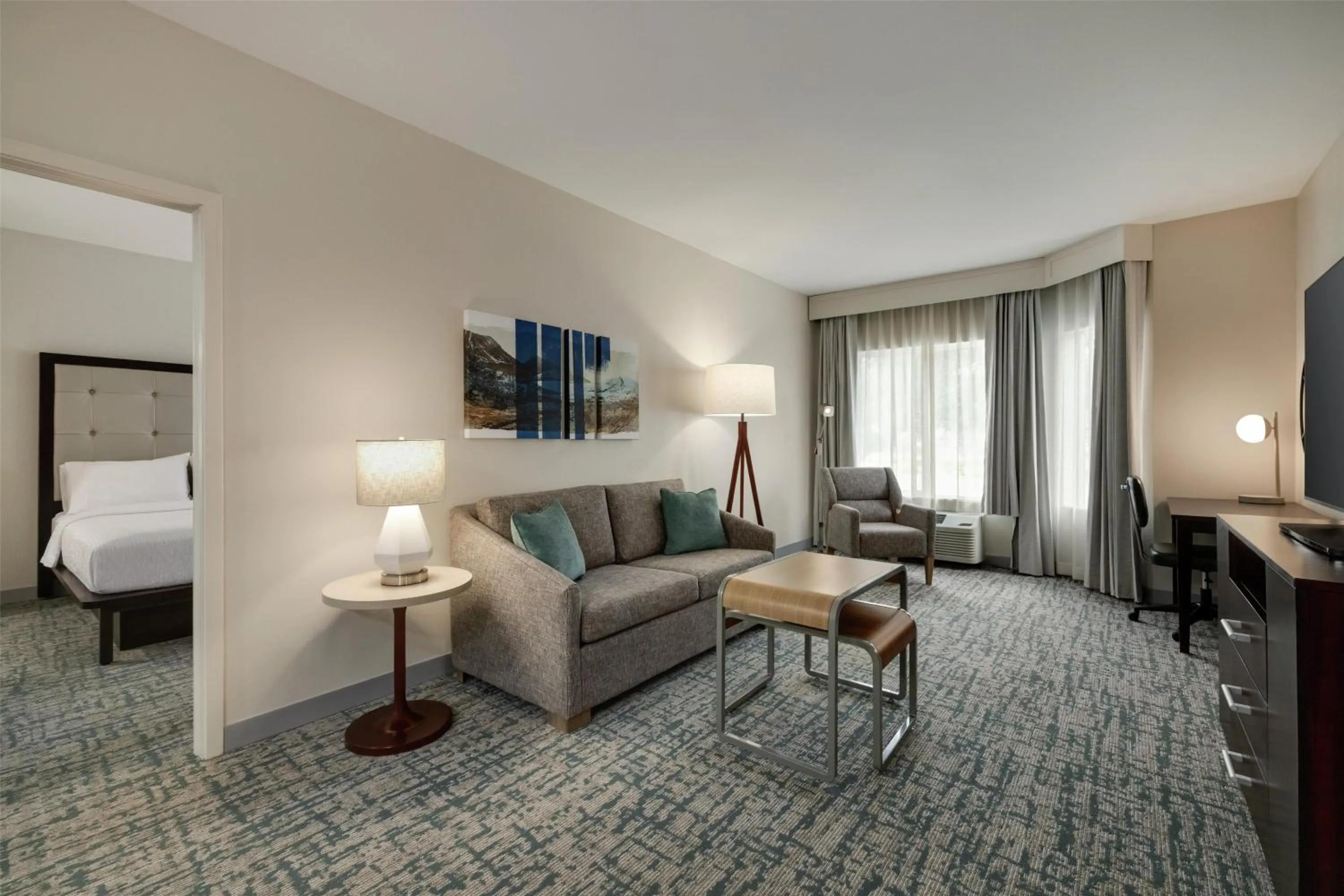 Living room, Bed in Homewood Suites by Hilton Denver West - Lakewood
