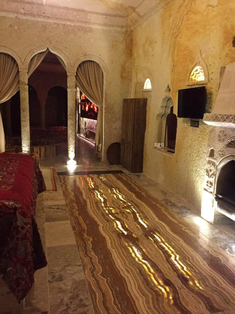 Living room in Oread Cave Suites