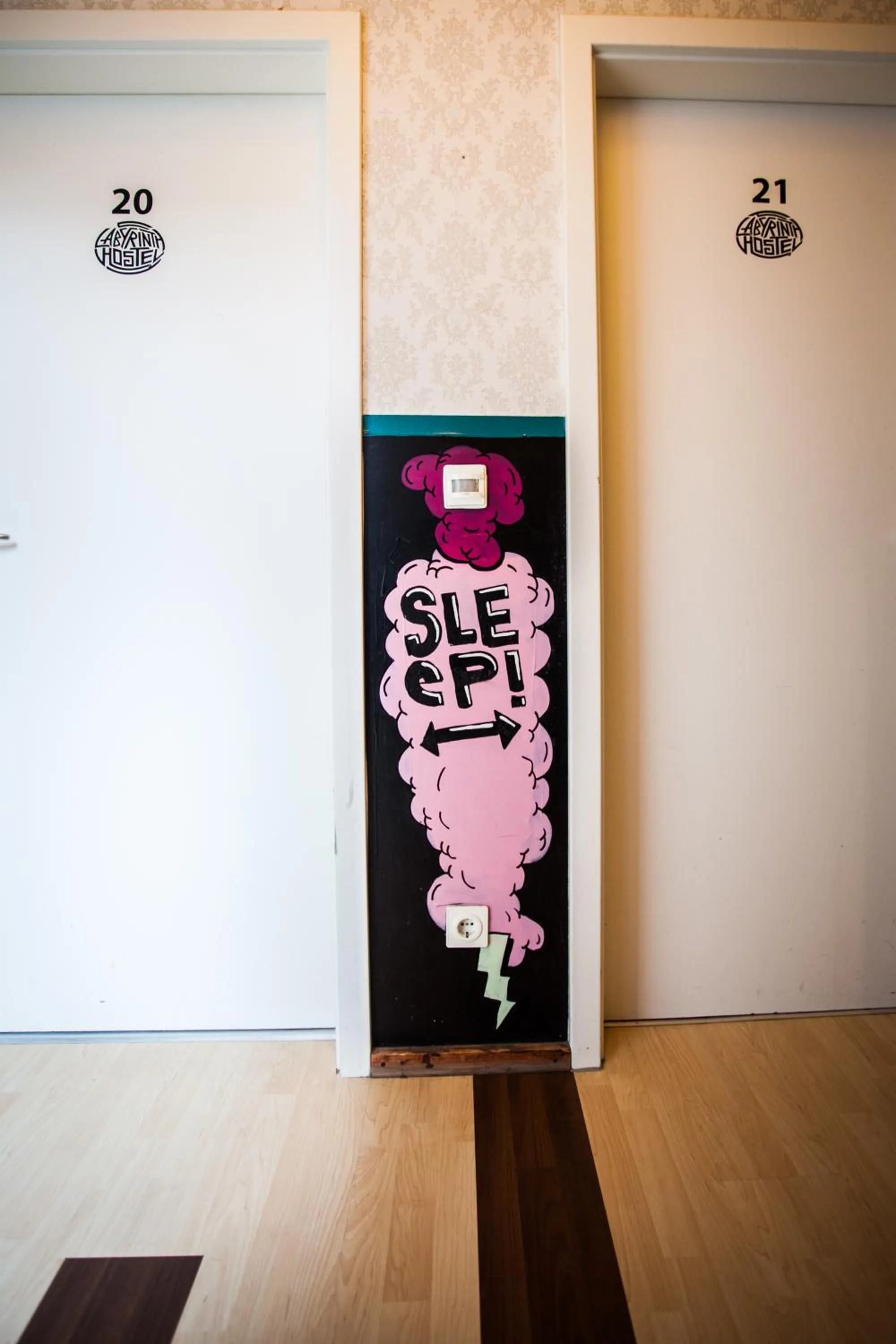 Decorative detail in Labyrinth Hostel Weimar