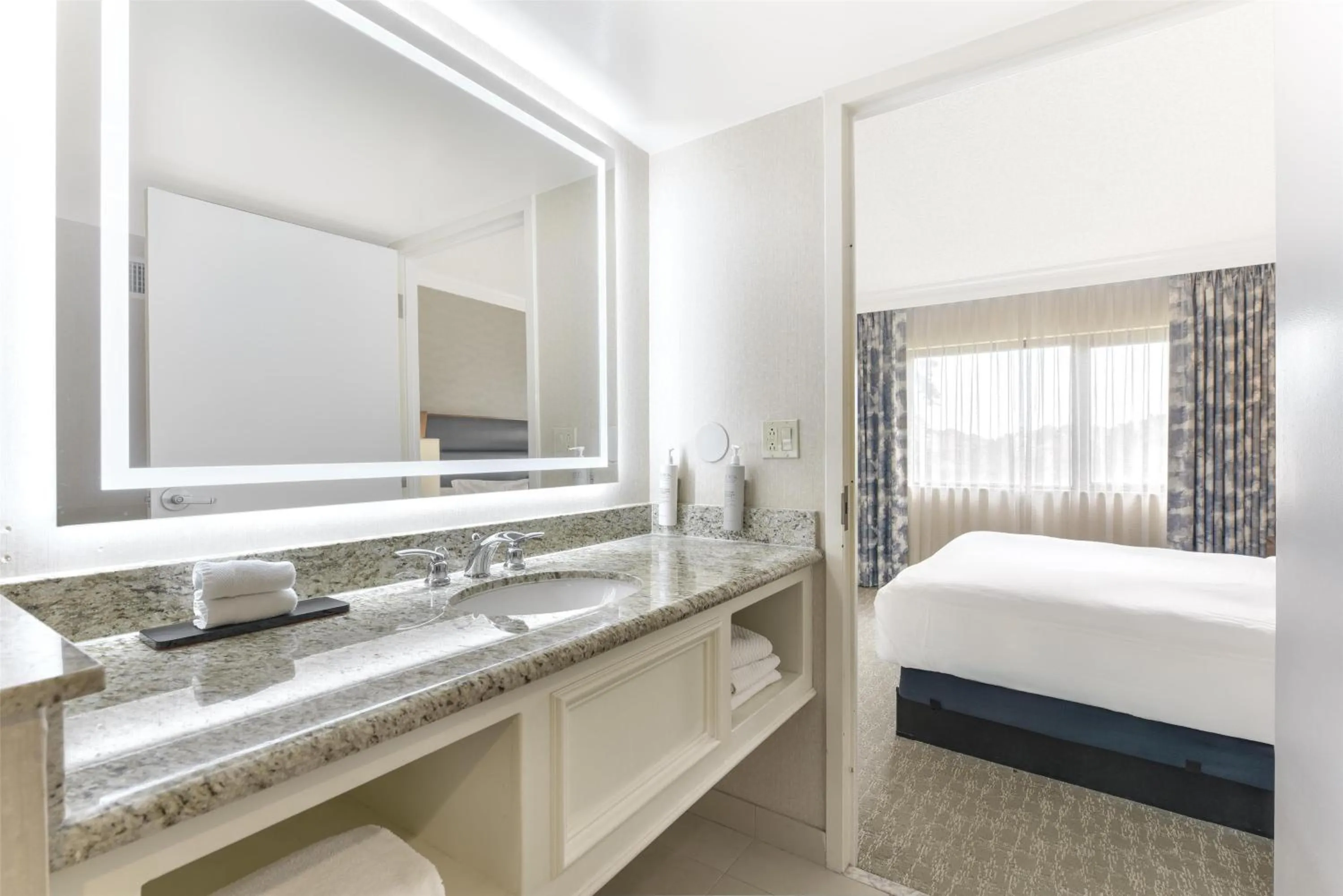 Bathroom, Bed in Embassy Suites by Hilton Anaheim-Orange