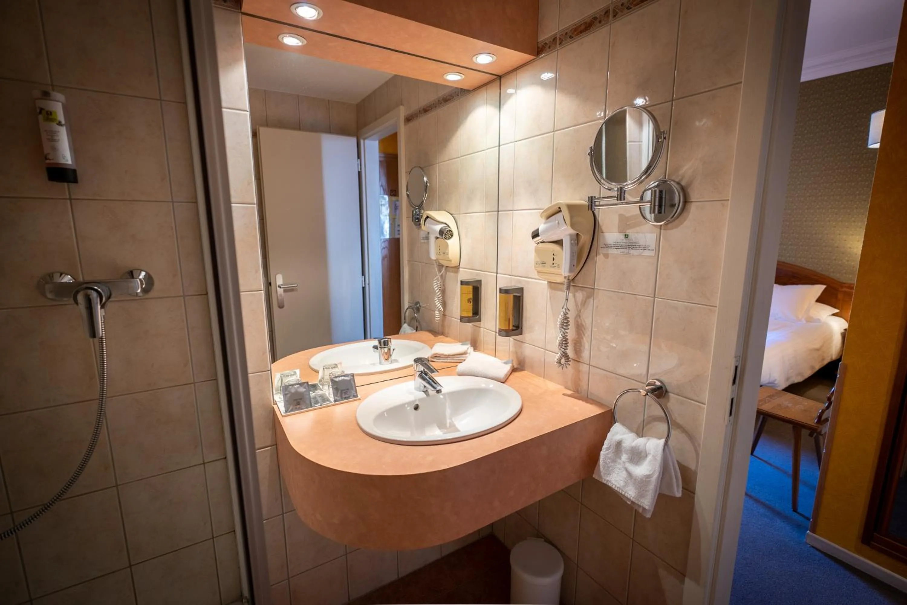 Shower in Logis Hôtel de la Tour