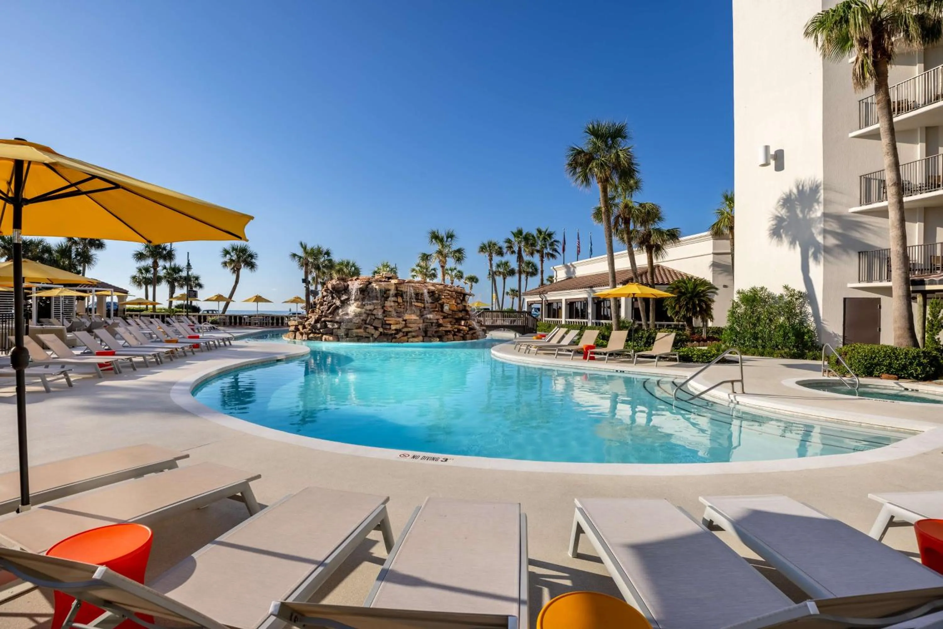 Pool view in Hilton Galveston Island Resort
