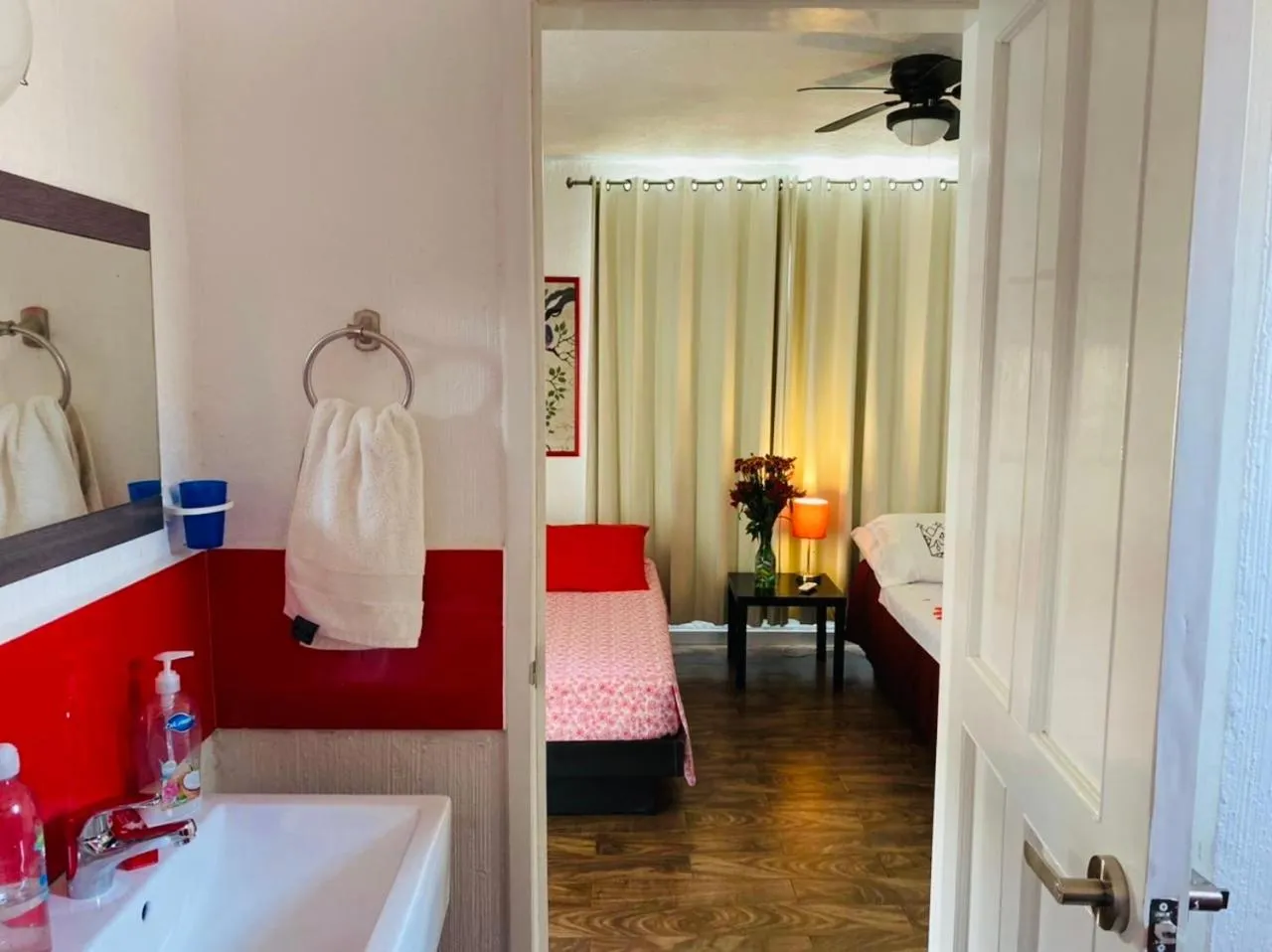 Bathroom, Bed in Caribbean apartment