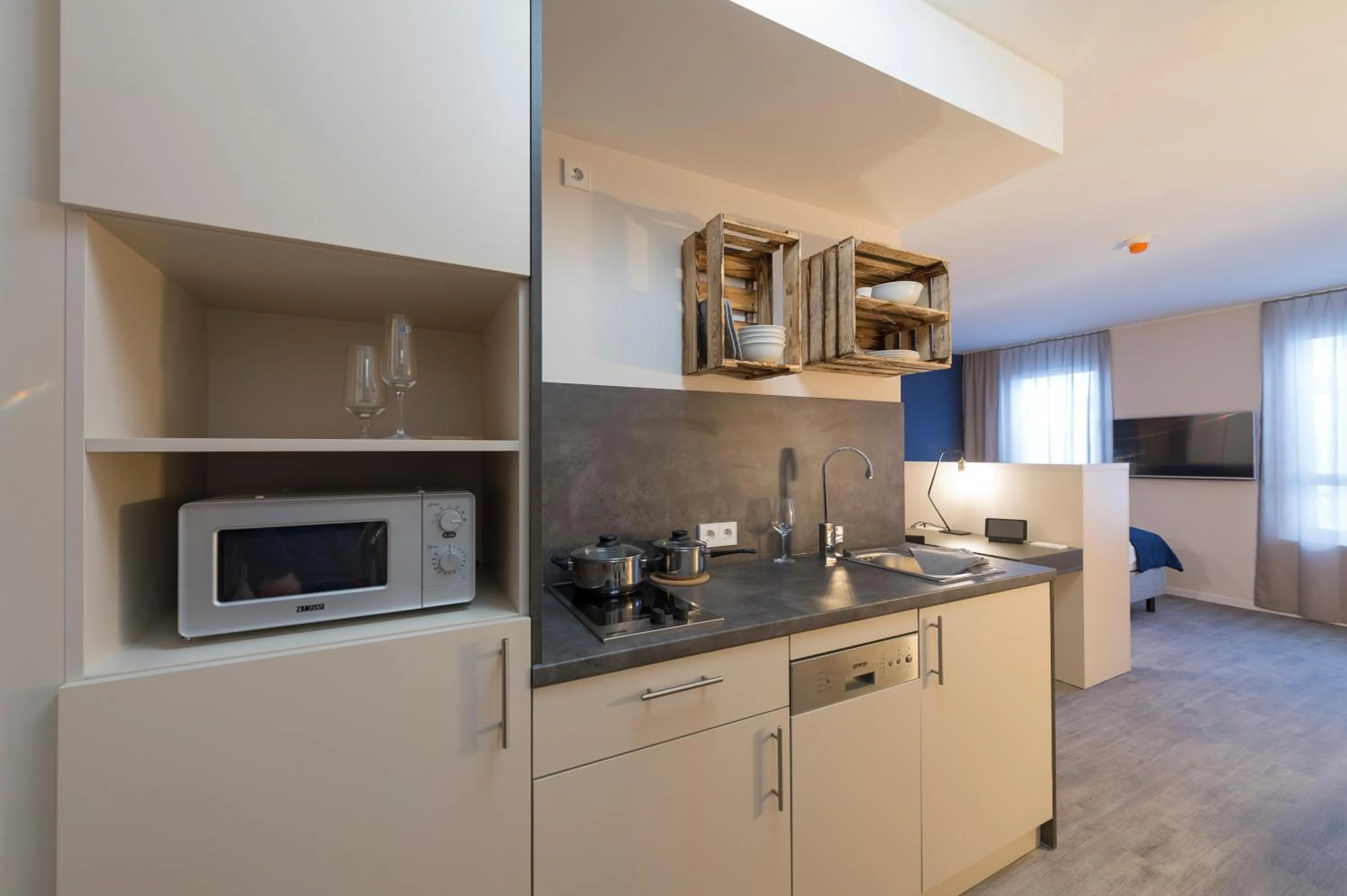 Kitchen or kitchenette in HARBR. boardinghouse Ludwigsburg