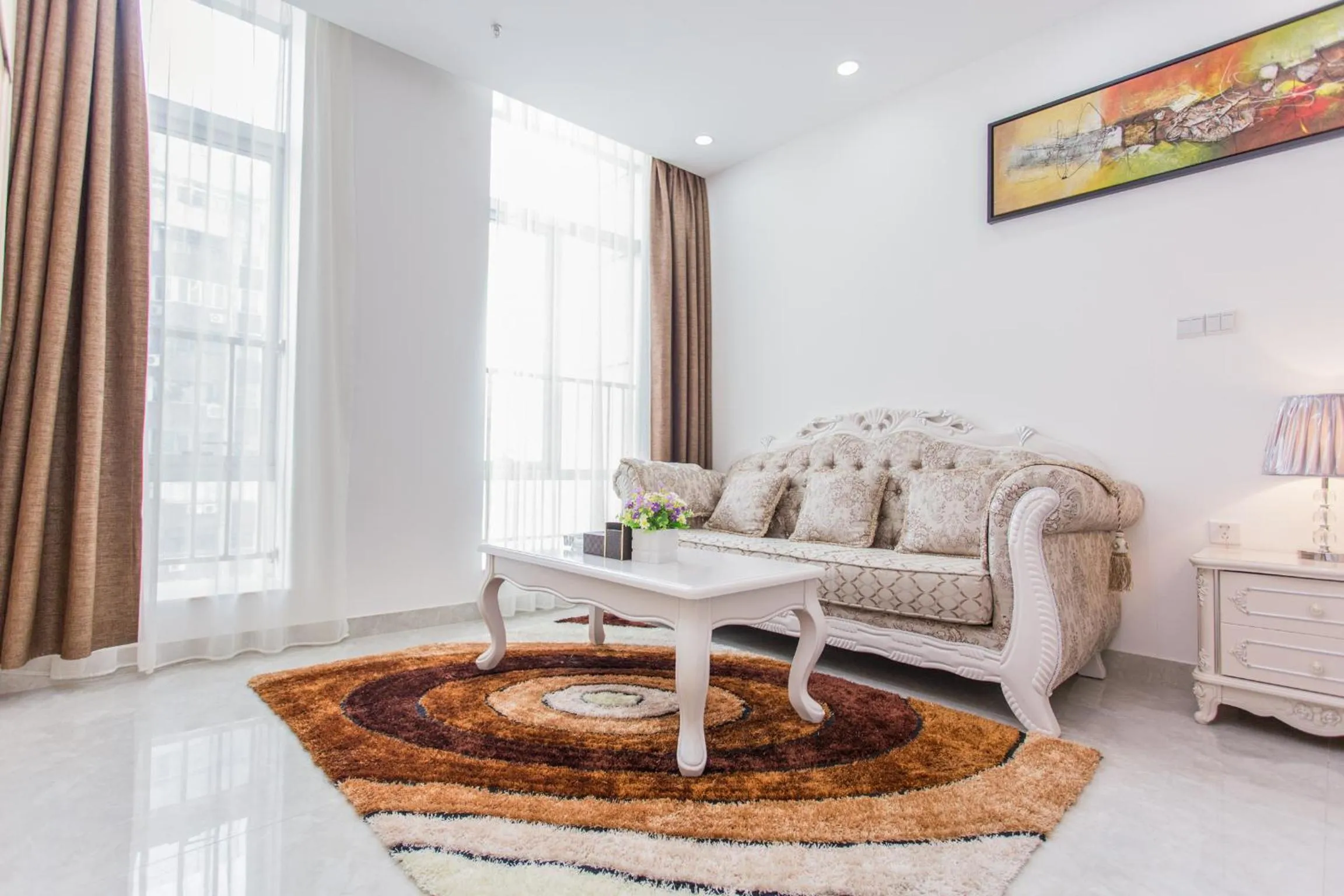 Living room in Guangzhou Manhattan International Apartment Zhengjia Free bus services are provided for the first and second phases