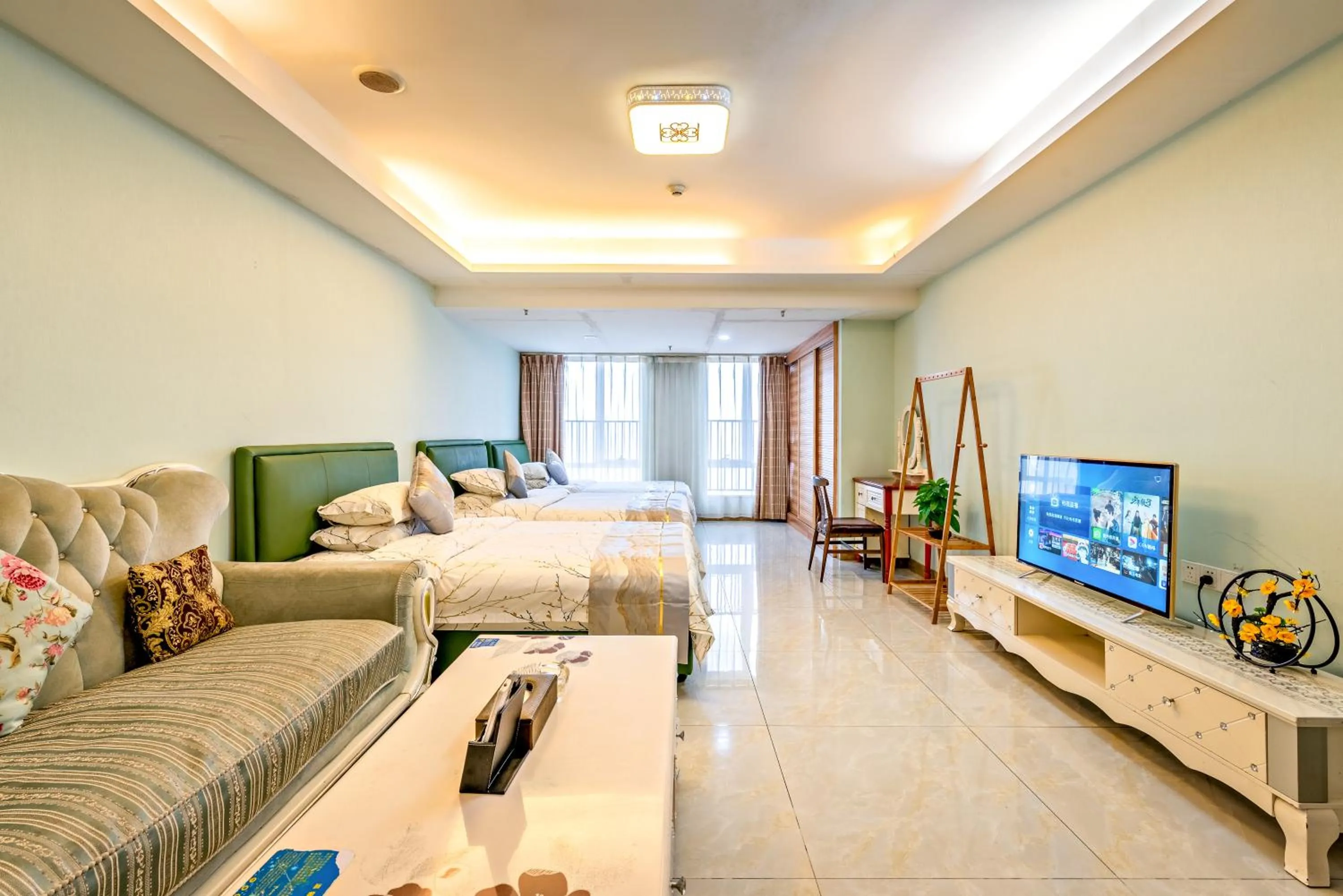 Photo of the whole room, Bed in Guangzhou Manhattan International Apartment Zhengjia Free bus services are provided for the first and second phases