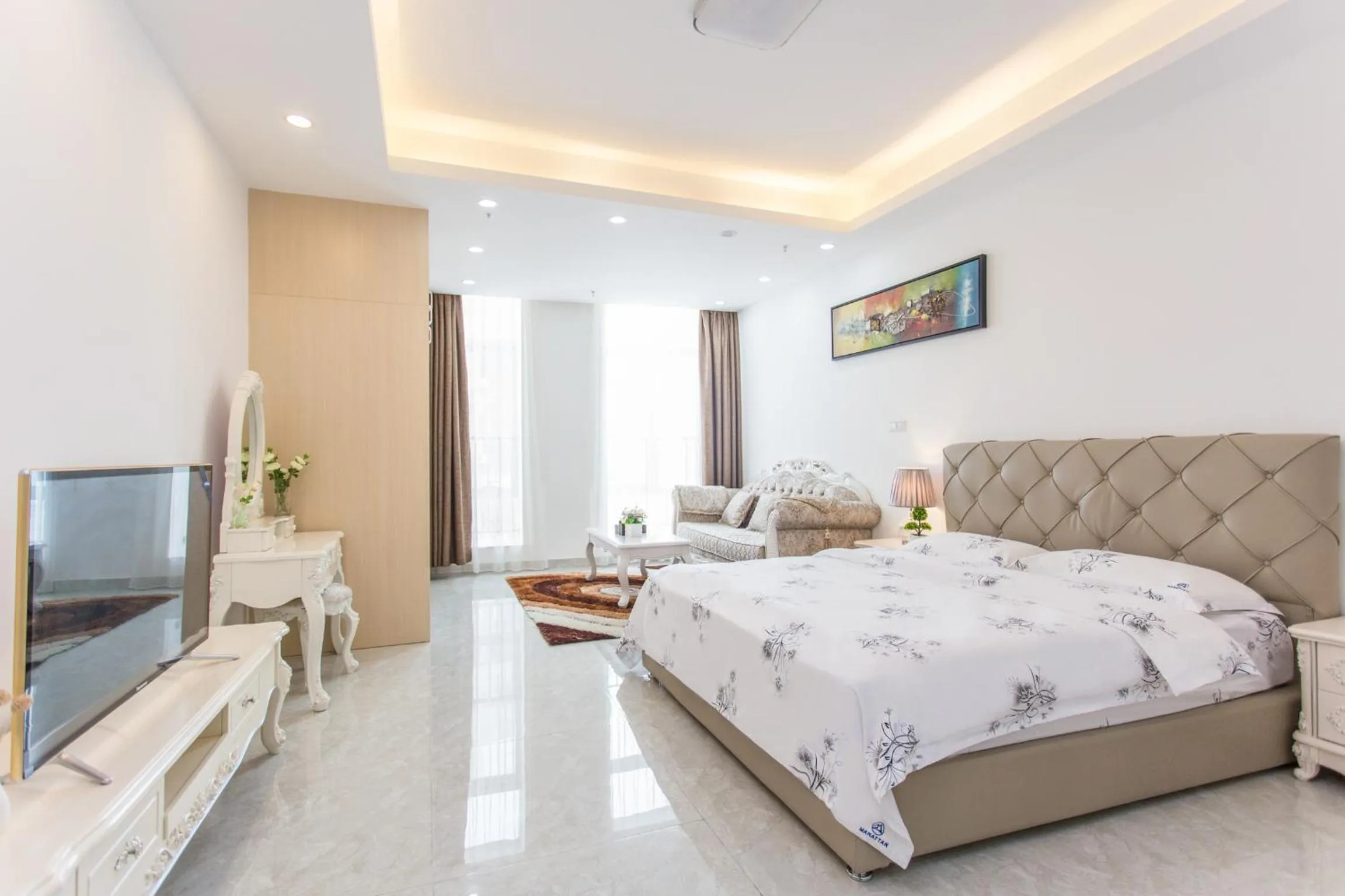 Photo of the whole room, Bed in Guangzhou Manhattan International Apartment Zhengjia Free bus services are provided for the first and second phases