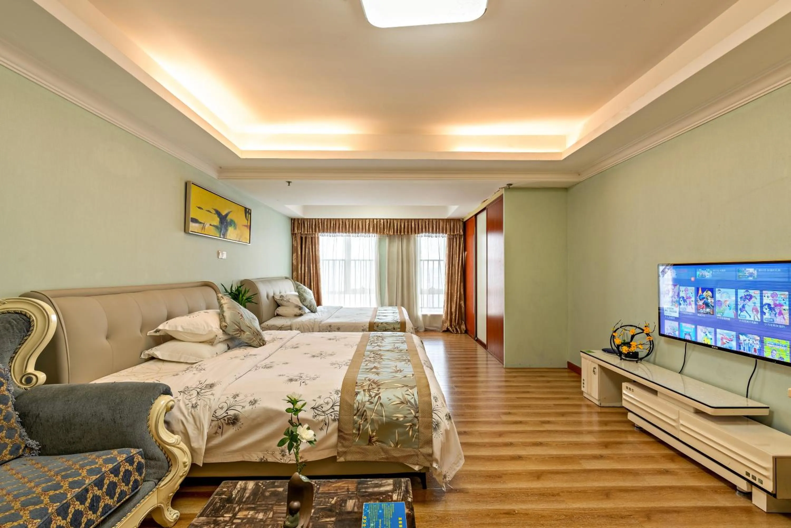 Photo of the whole room, Bed in Guangzhou Manhattan International Apartment Zhengjia Free bus services are provided for the first and second phases