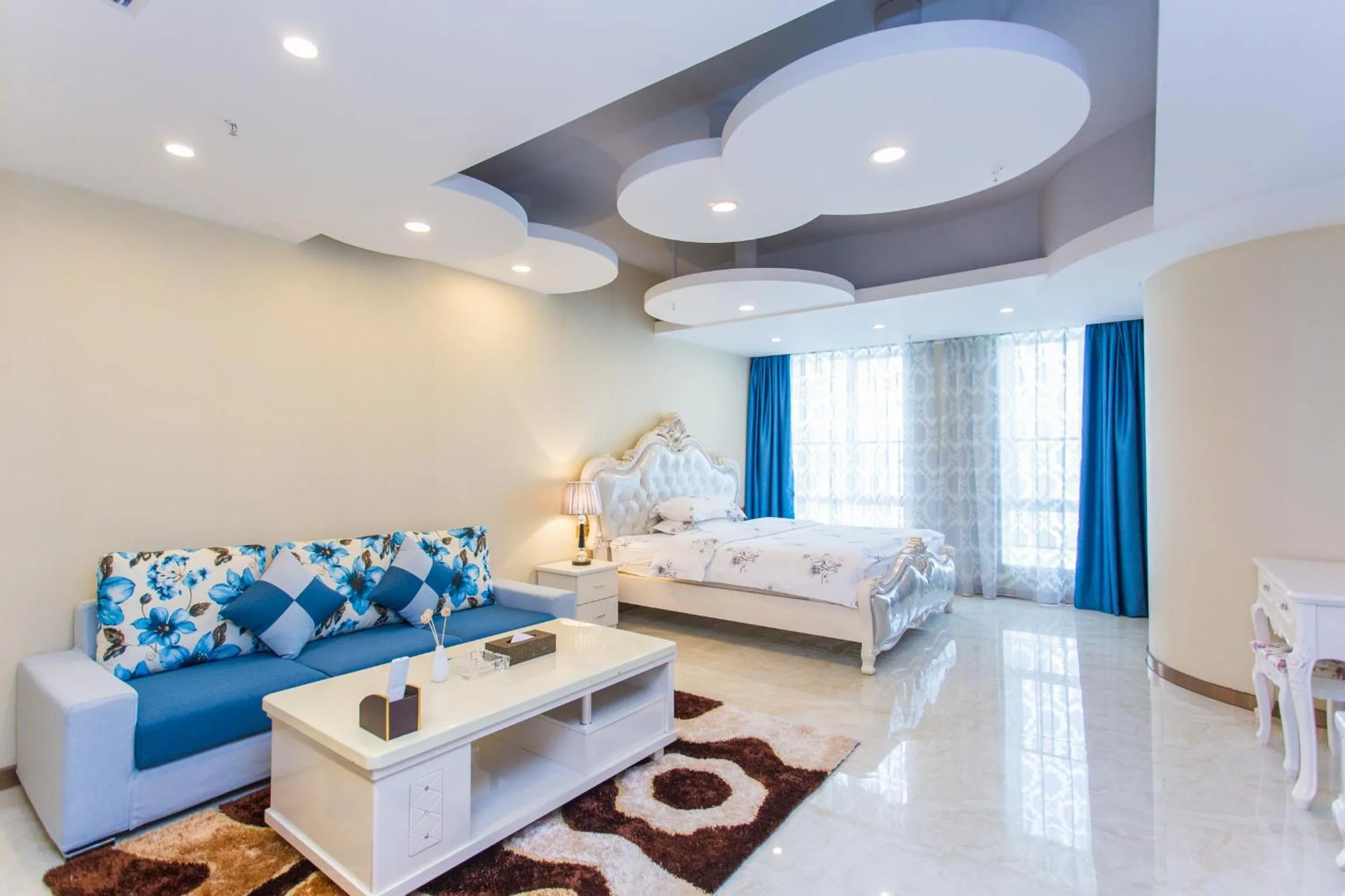 Photo of the whole room, Bed in Guangzhou Manhattan International Apartment Zhengjia Free bus services are provided for the first and second phases