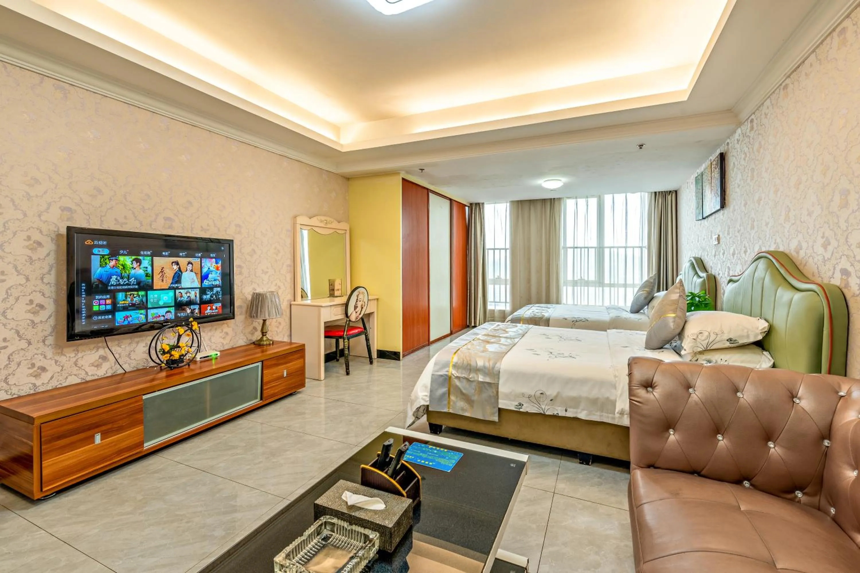 Photo of the whole room, Bed in Guangzhou Manhattan International Apartment Zhengjia Free bus services are provided for the first and second phases