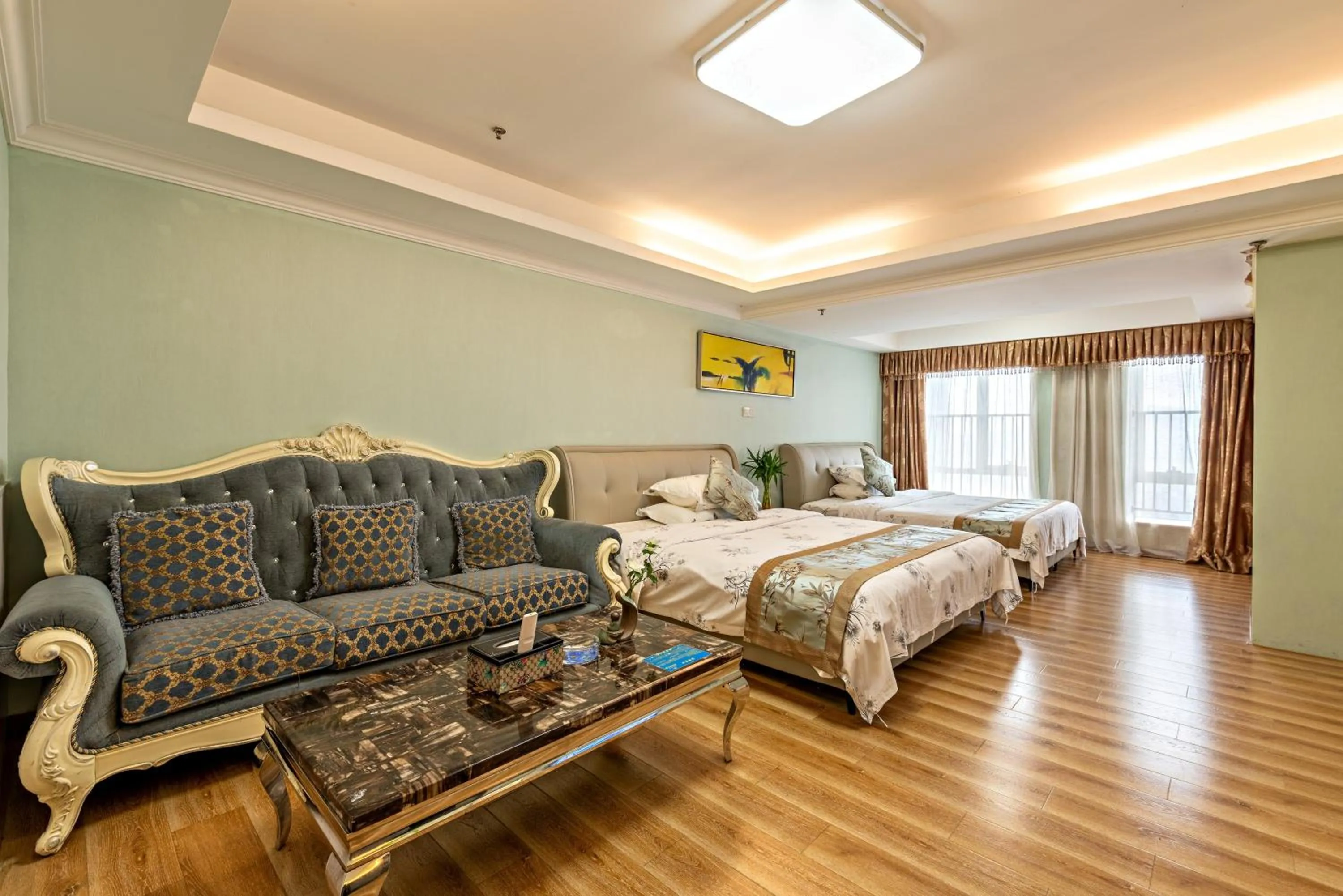 Photo of the whole room, Bed in Guangzhou Manhattan International Apartment Zhengjia Free bus services are provided for the first and second phases