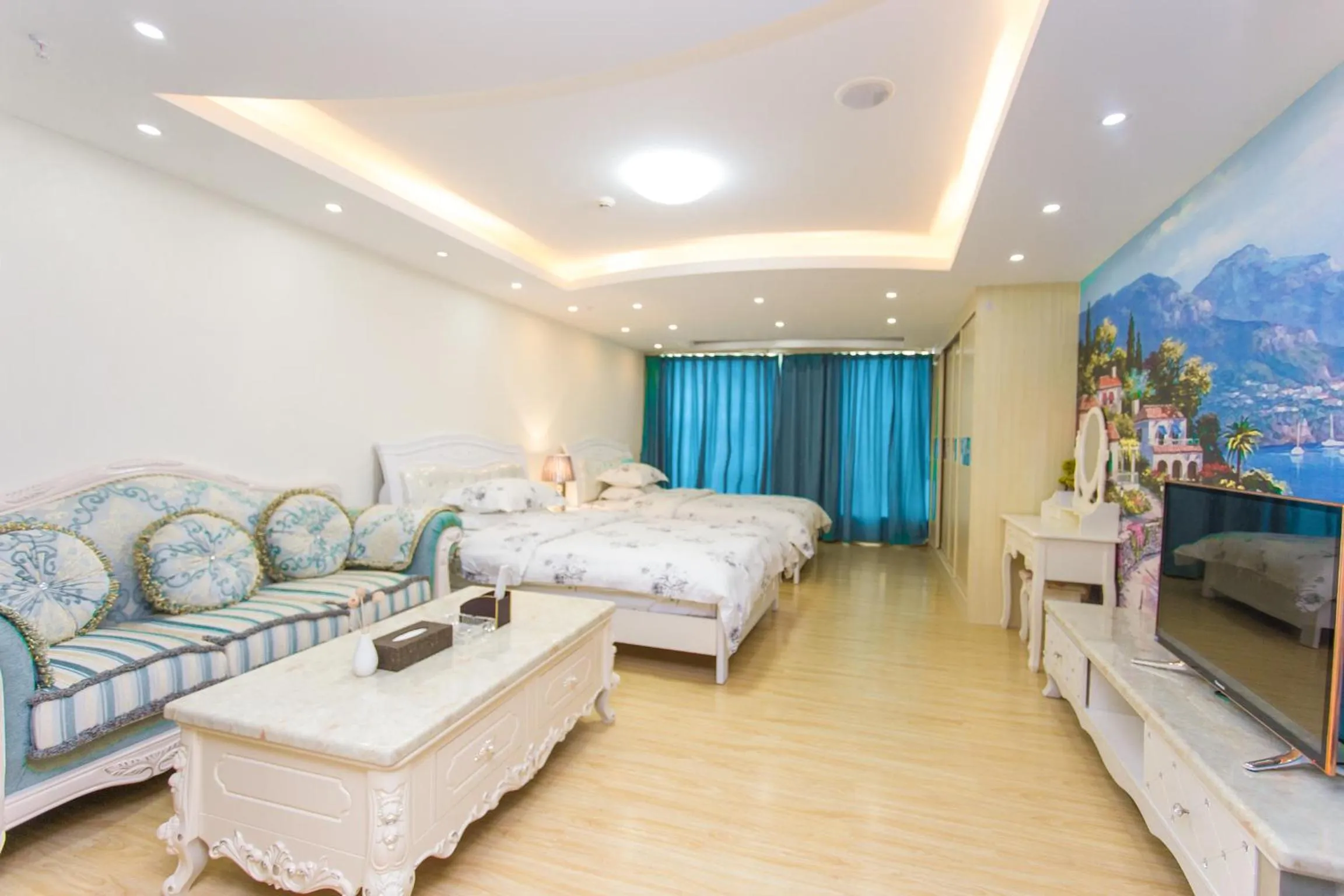 Photo of the whole room, Bed in Guangzhou Manhattan International Apartment Zhengjia Free bus services are provided for the first and second phases