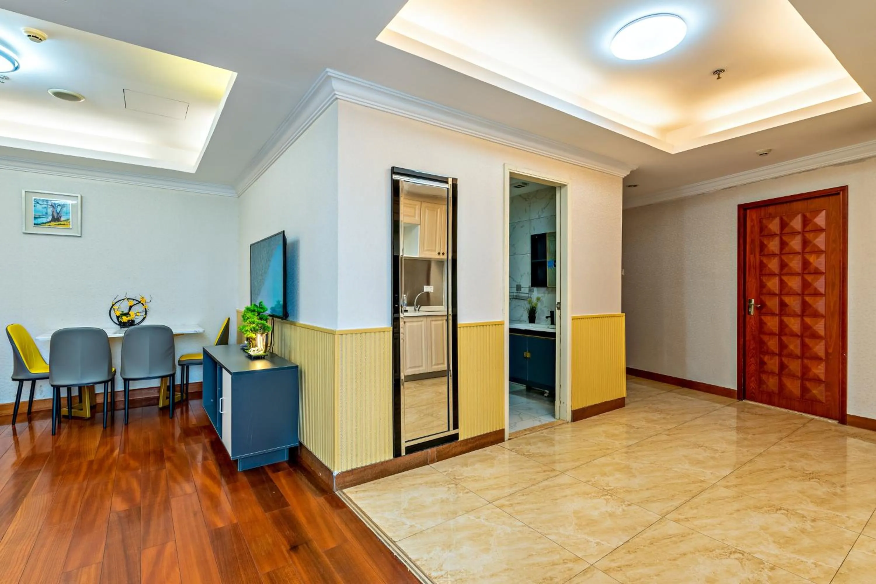 Living room in Guangzhou Manhattan International Apartment Zhengjia Free bus services are provided for the first and second phases