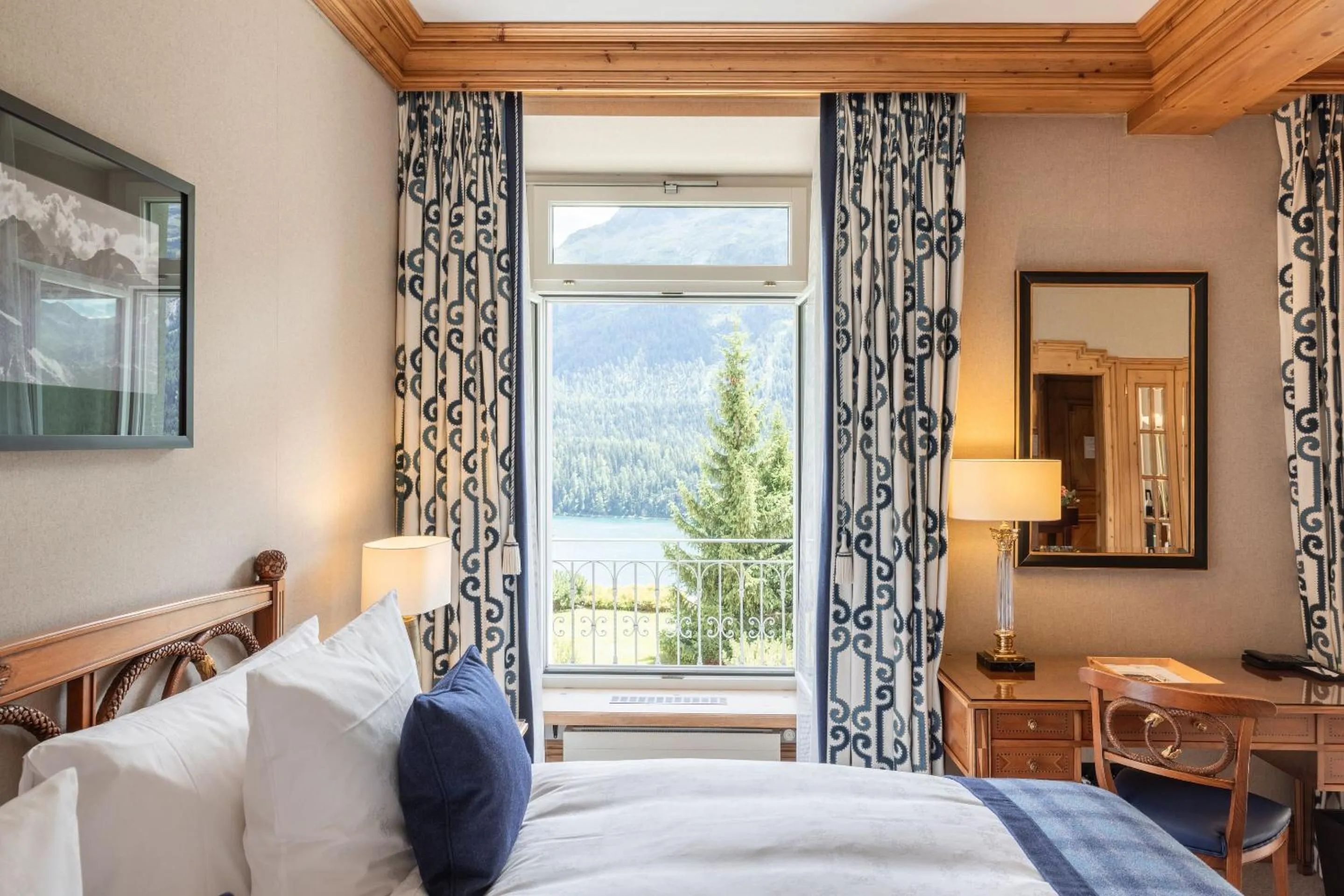 View (from property/room), Bed in Kulm Hotel St. Moritz