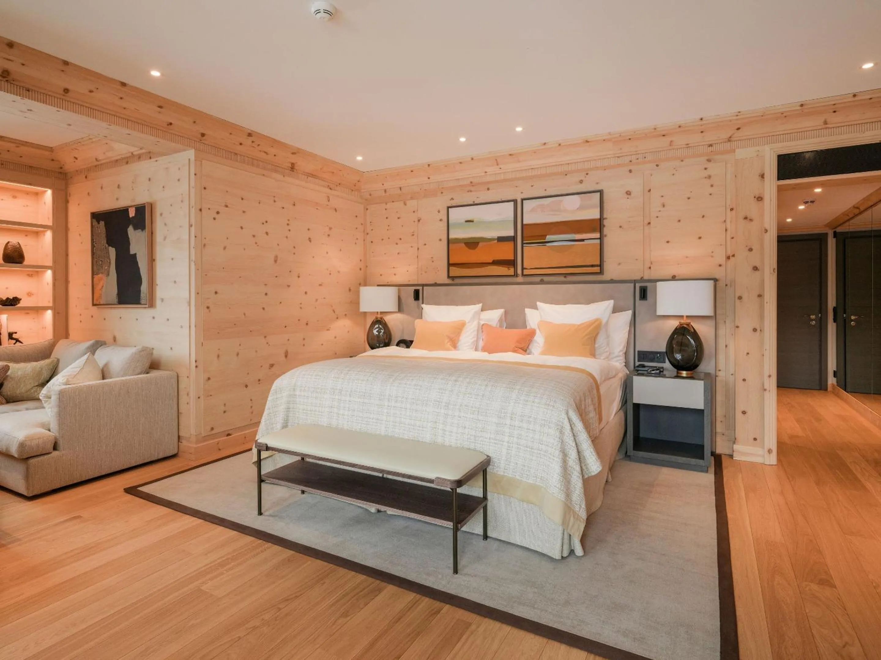 Seating area, Bed in Kulm Hotel St. Moritz