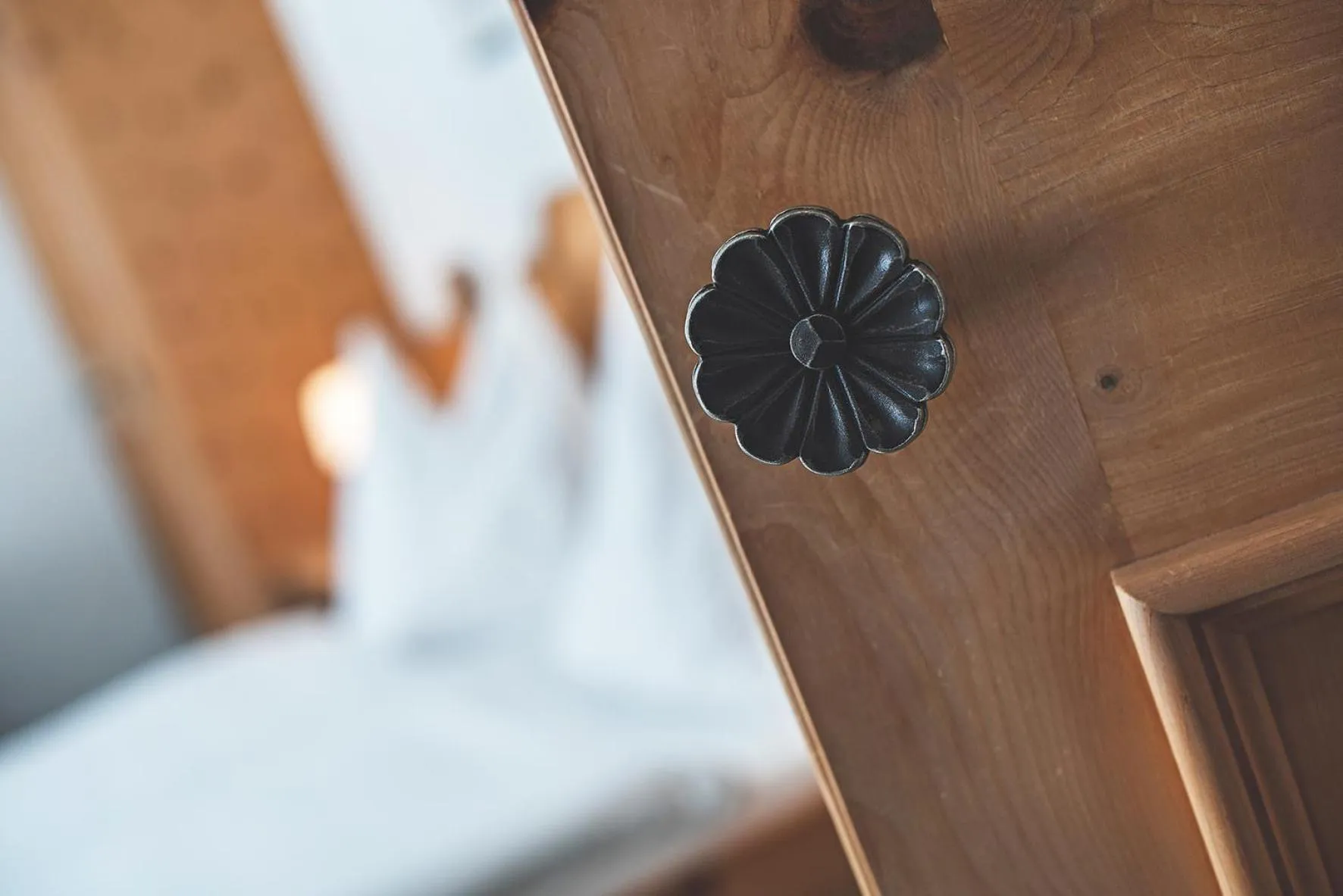 Decorative detail, Bed in Hotel Post Sils Maria